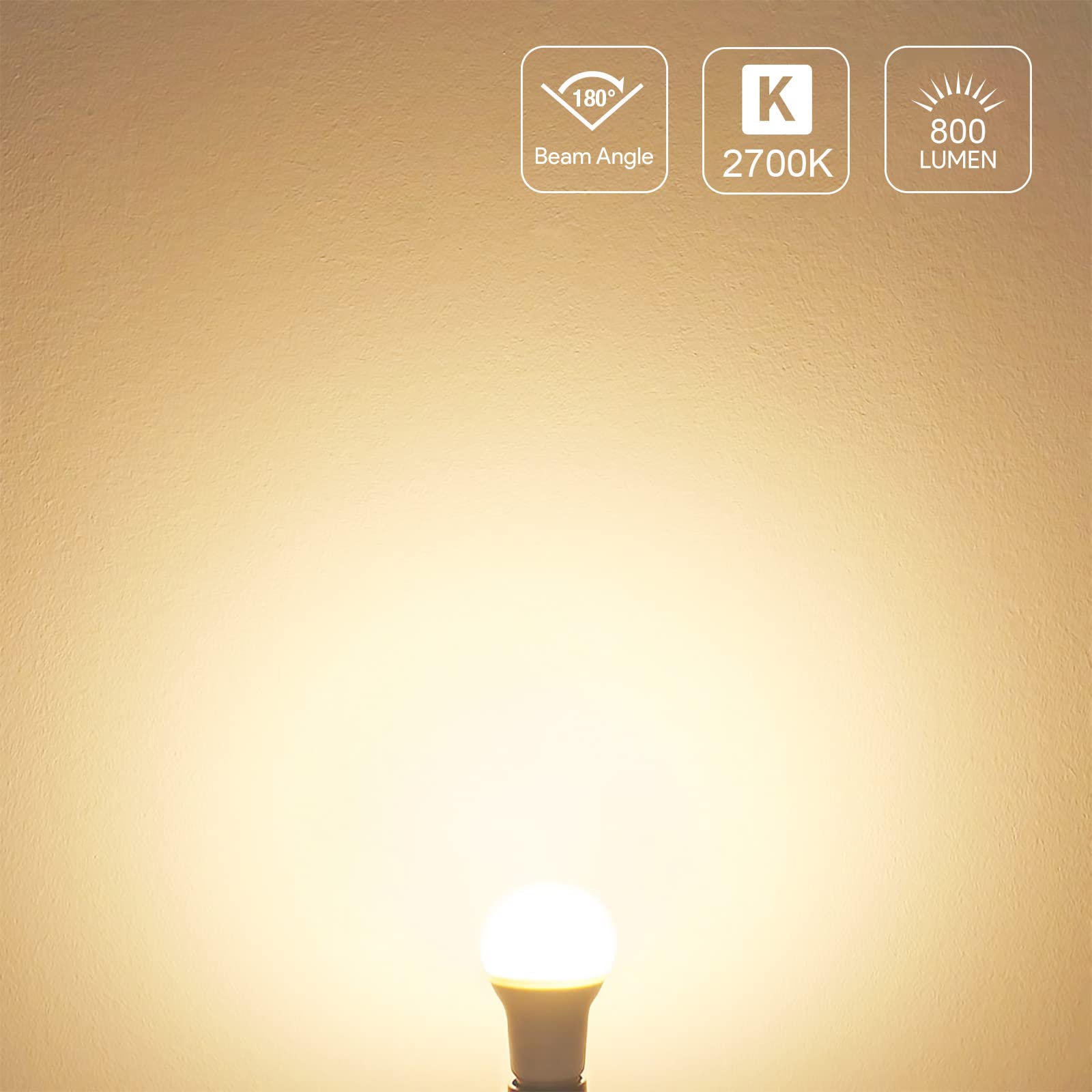 LE LED Light Bulbs 9W 800 Lumens, Warm White 2700K, Non-Dimmable, A19 E26, 5 Count, 10000 Hour Lifetime