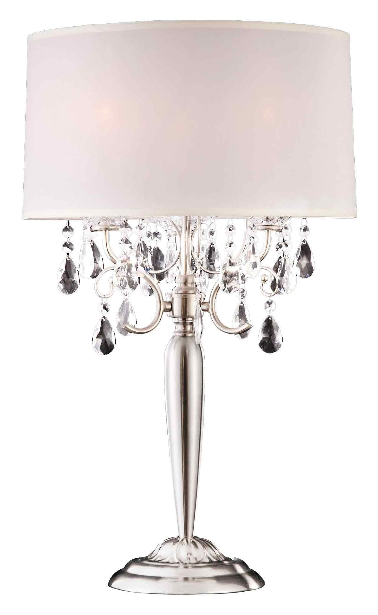 Ore International K-5109T Crystal Table Lamp, 17&quot; x 17&quot; x 29.5&quot;, Silver