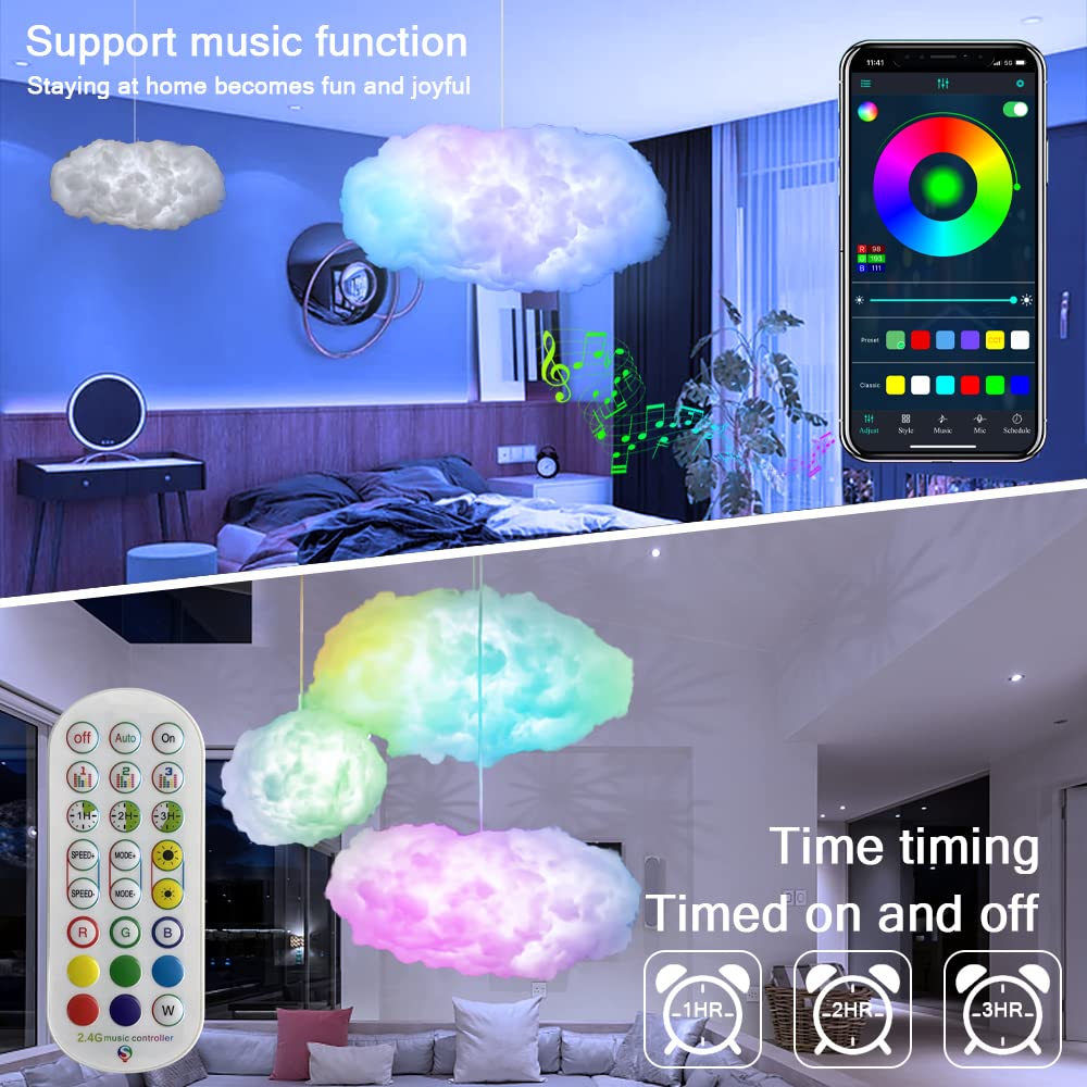 ZOKON 3D Big Cloud Lightning Light Kit, Music Sync, Wireless Remote, Multicolor, Indoor Bedroom Decor