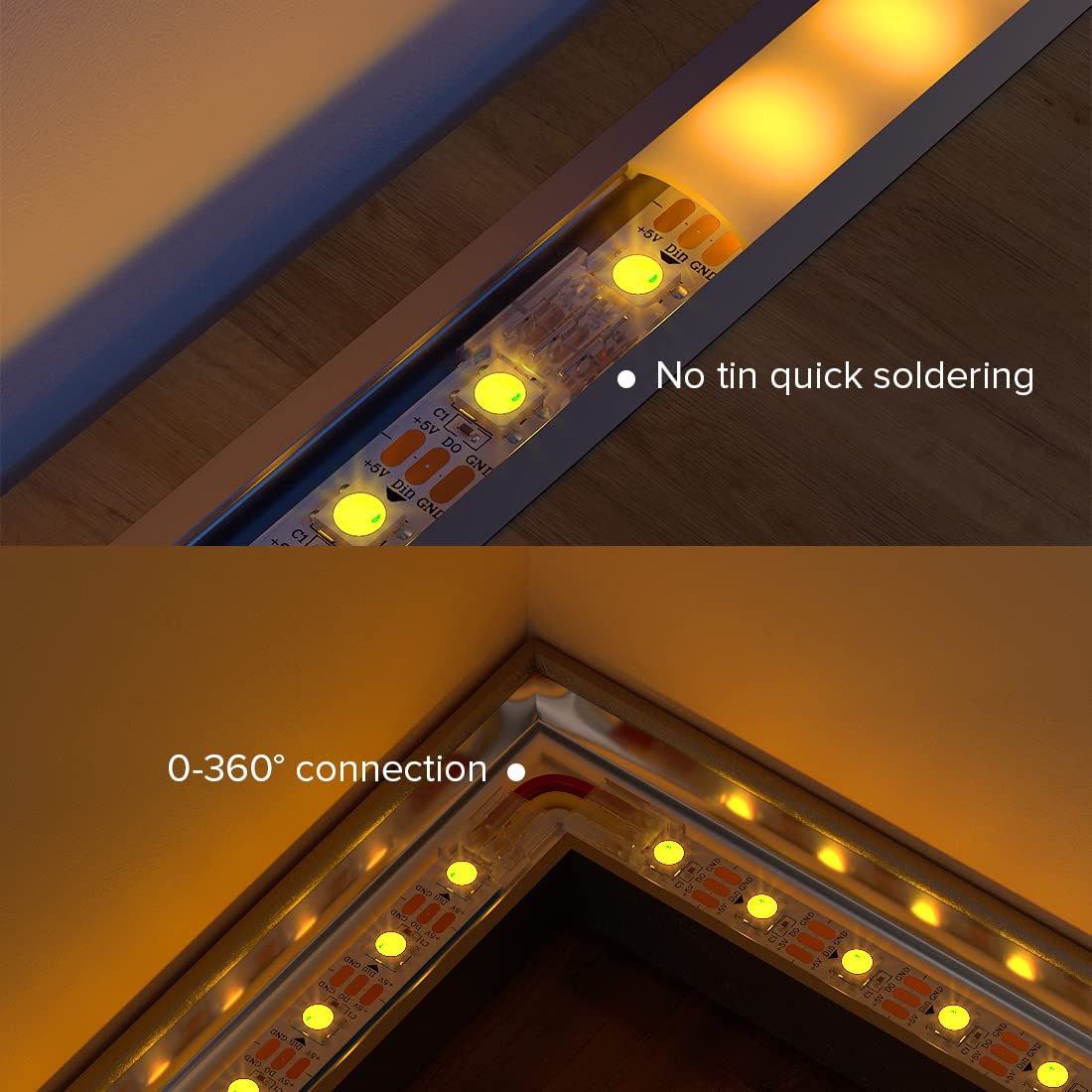 BTF-LIGHTING 3 Pin Transparent Connector Kit - 8pcs Corner, 4pcs Gapless, 4pcs 5.9in 22AWG Wires for WS2812
