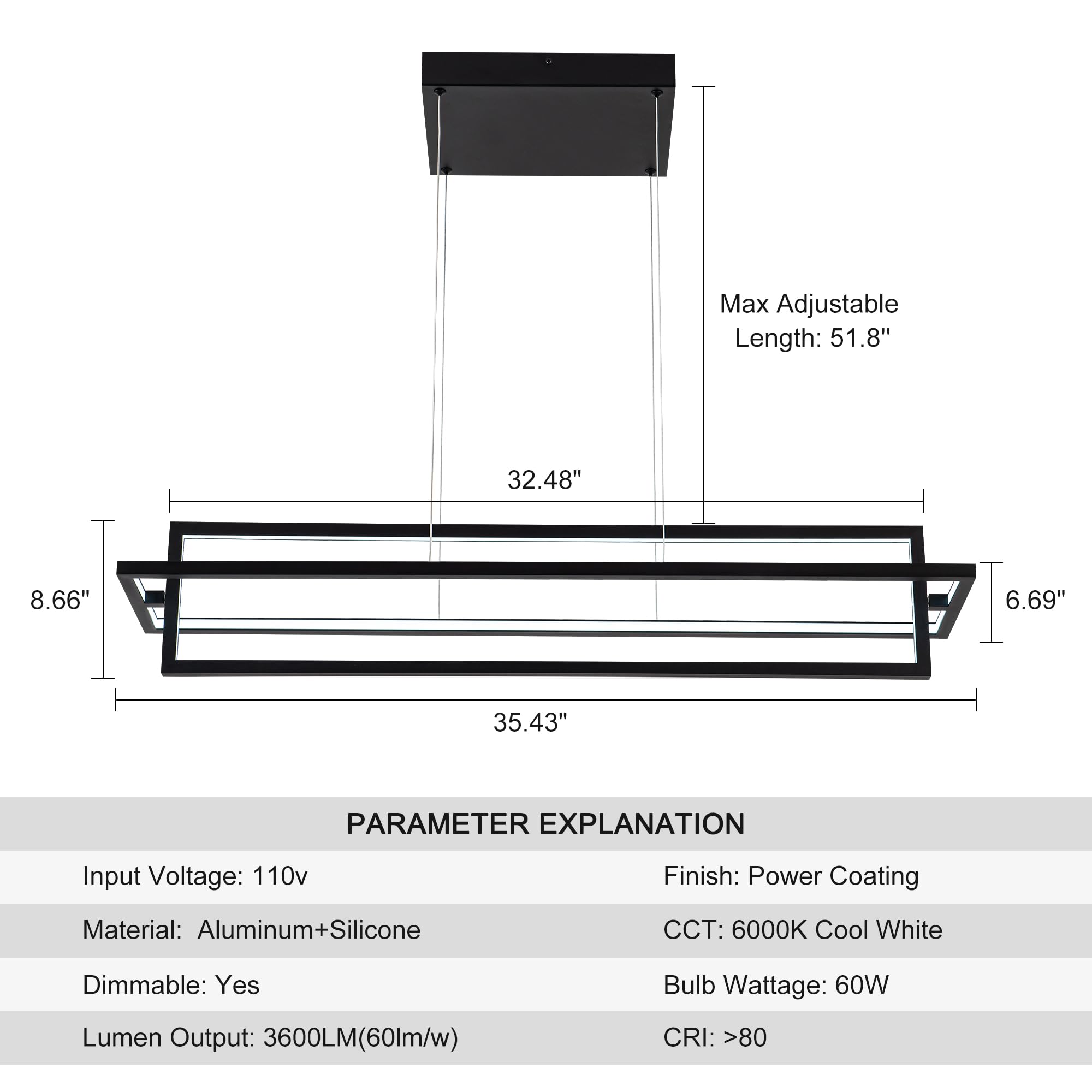 SUNMOO LED Chandelier Pendant Light Dimmable 90W 3000K/4000K/6000K Gold Model PL15-RF0211A1-G