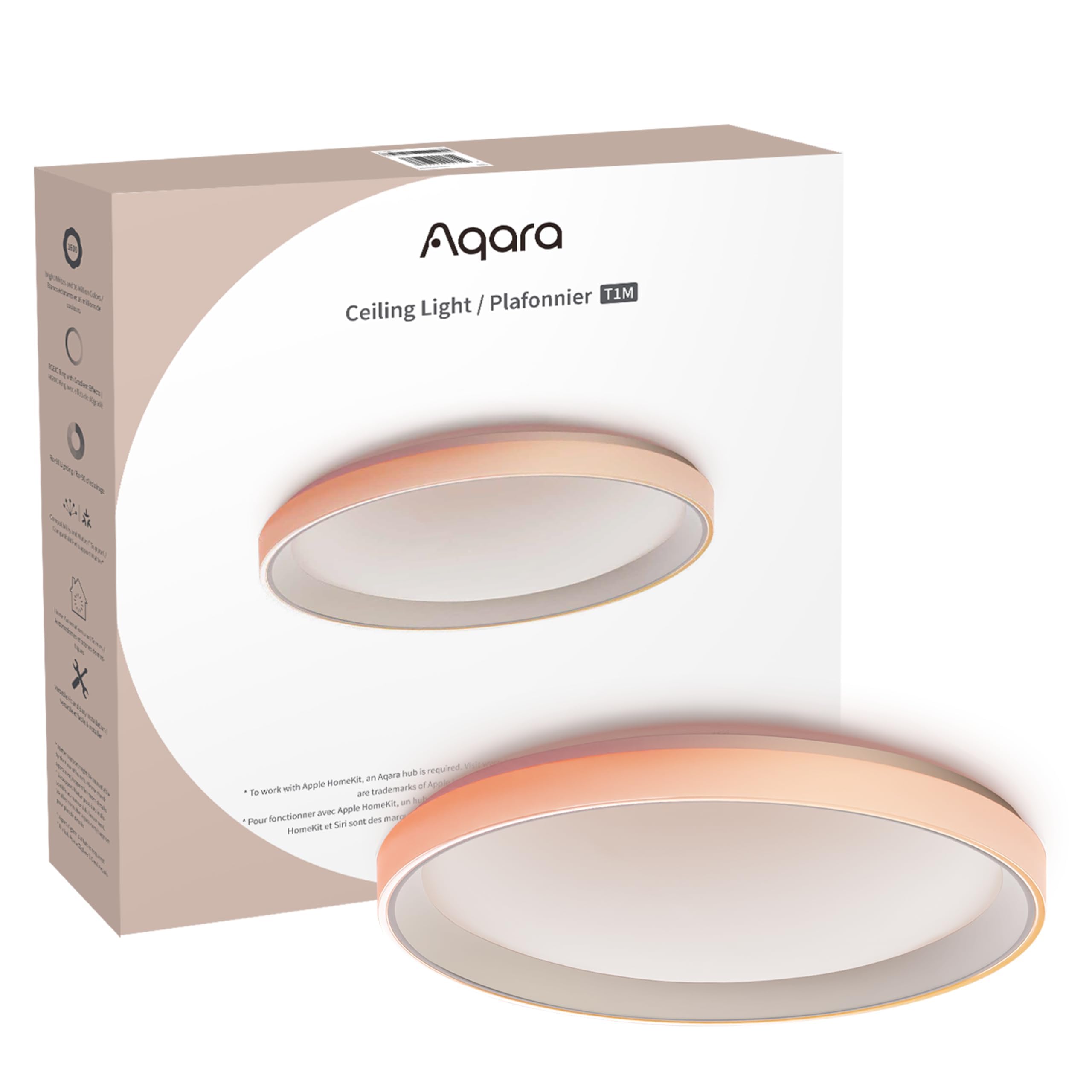 Aqara LED Ceiling Light T1M with Matter, Requires Zigbee 3.0 HUB, RGB+IC with Gradient Effects and 16 Million Colors, 40W 3450lm, 2700-6500K Tunable White, Supports HomeKit, Alexa and IFTTT