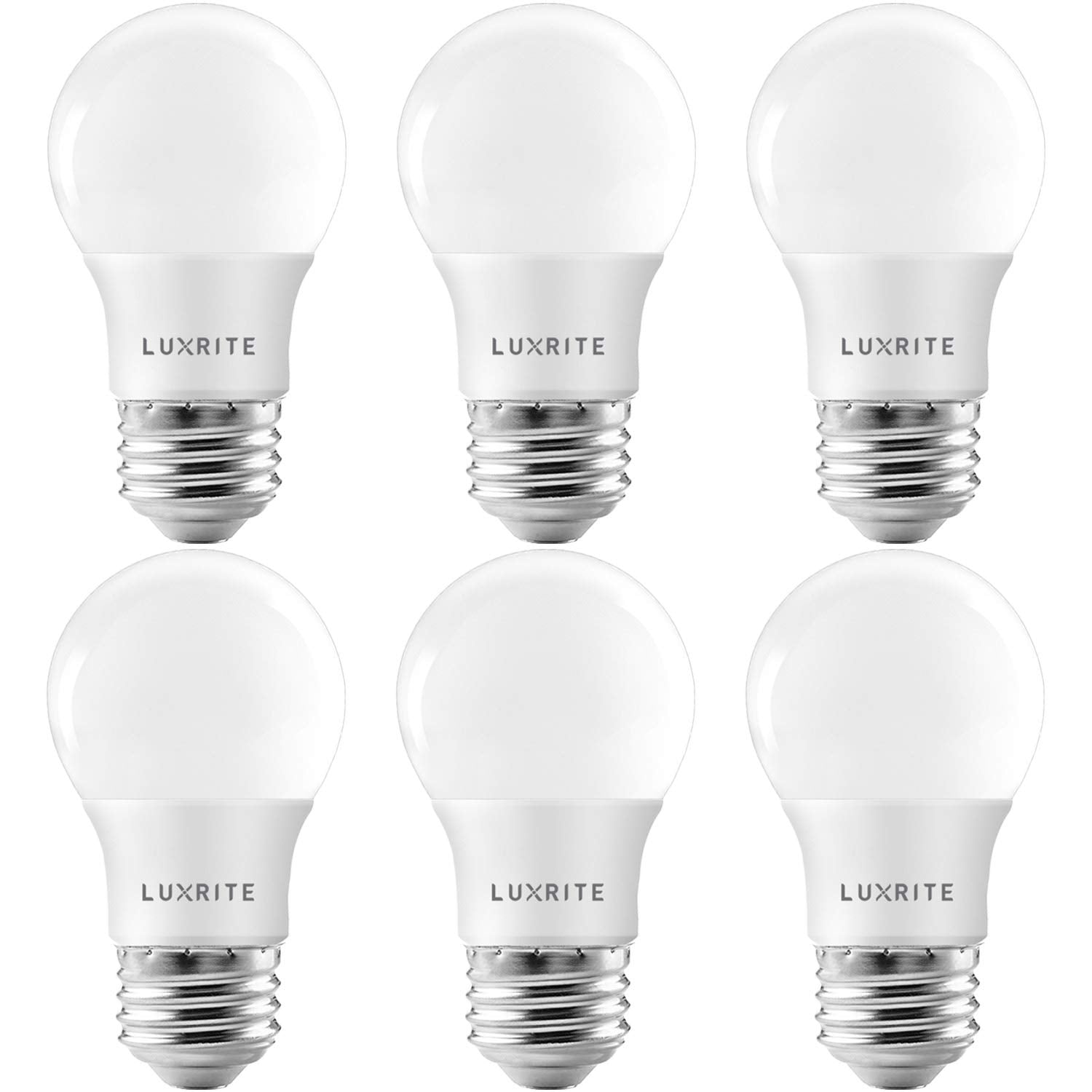 LUXRITE A15 LED Bulb, 7W, 600 Lumens, Dimmable, E26 Base, 3000K Soft White, 6 Pack, UL Listed,