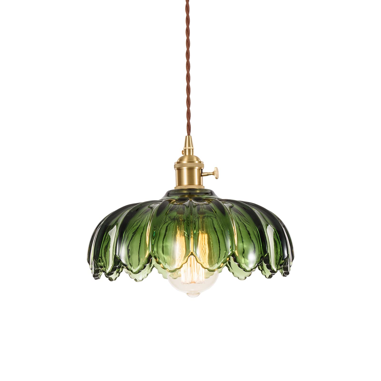 XZHGCEE Glass Pendant Light Vintage Light Fixtures, Glass Pendant Lights Kitchen Island, Gold Pendant Light, Modern Chandelier Pendant Shade Green Light Fixture for Bedroom Hotel Dining Room