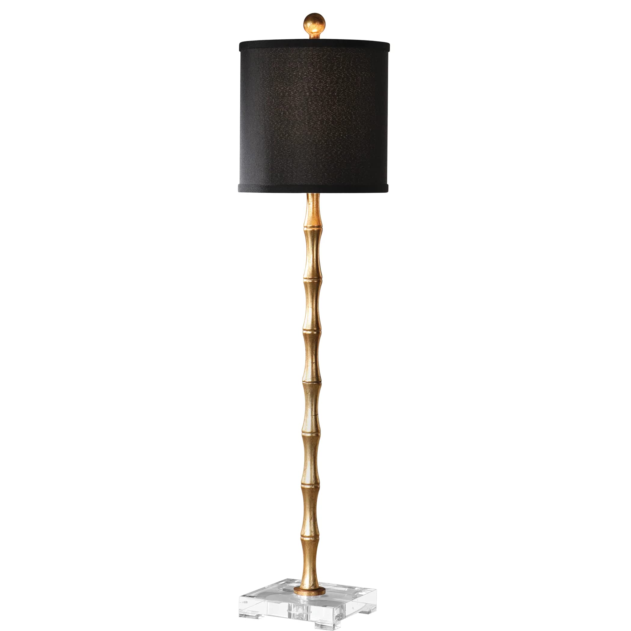 Uttermost 1 Light Buffet Lamp, 9x9 inches, Bamboo/Antiqued Gold Leaf/Crystal, Model 29585-1