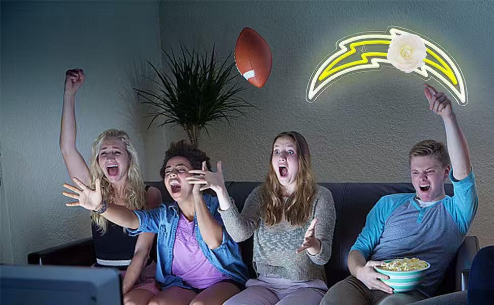 Acrossoce Football Neon Signs For Wall Decor  Football Team Dimmable Neon Sign Light  For Birthday Gifts  Rugby Fans Led Lights For Bedroom Man Cave  Bar Dorm Party Decorations Game Room Decor
