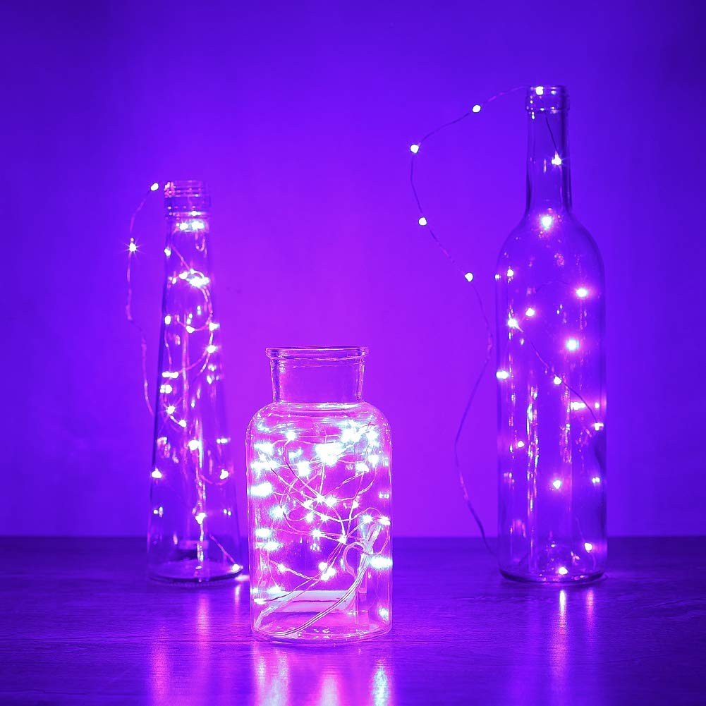 YKB Fairy String Lights - 6 Pack Battery Operated - 3.3ft Silvery Copper Wire - Purple - Model SO01-SSL-0506PP