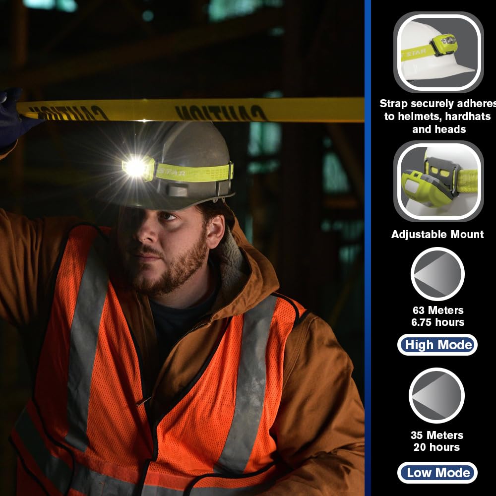 BRIGHT STAR LED Headlamp - IPX4 Water-Resistant, 120+ Hour Runtime, Model 200501, Green, Hands-Free Emergency Light with Batteries Included