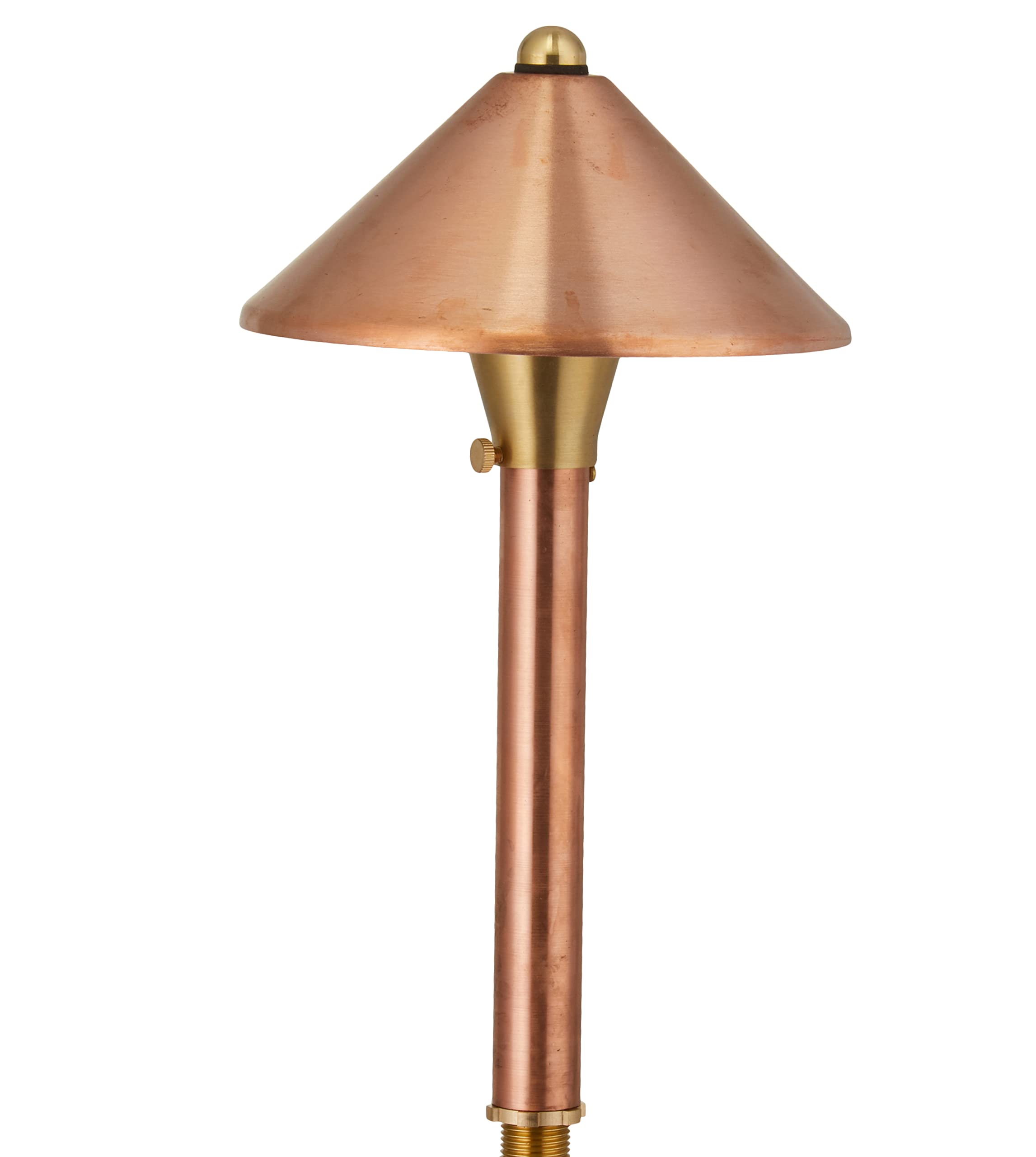VOLT Conehead 12V Copper Mini Path Light (7 Shade, 15 Tall) with 3W 2700K Warm White G4 LED Bulb for Low Voltage Landscape Light