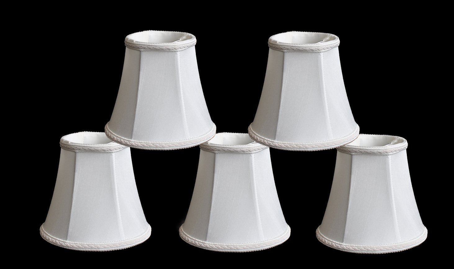 Urbanest Chandelier Lamp Shades Set of 5, Faux Silk, Bell Shape, Clip On, Off White, 3x5x4.5 inches
