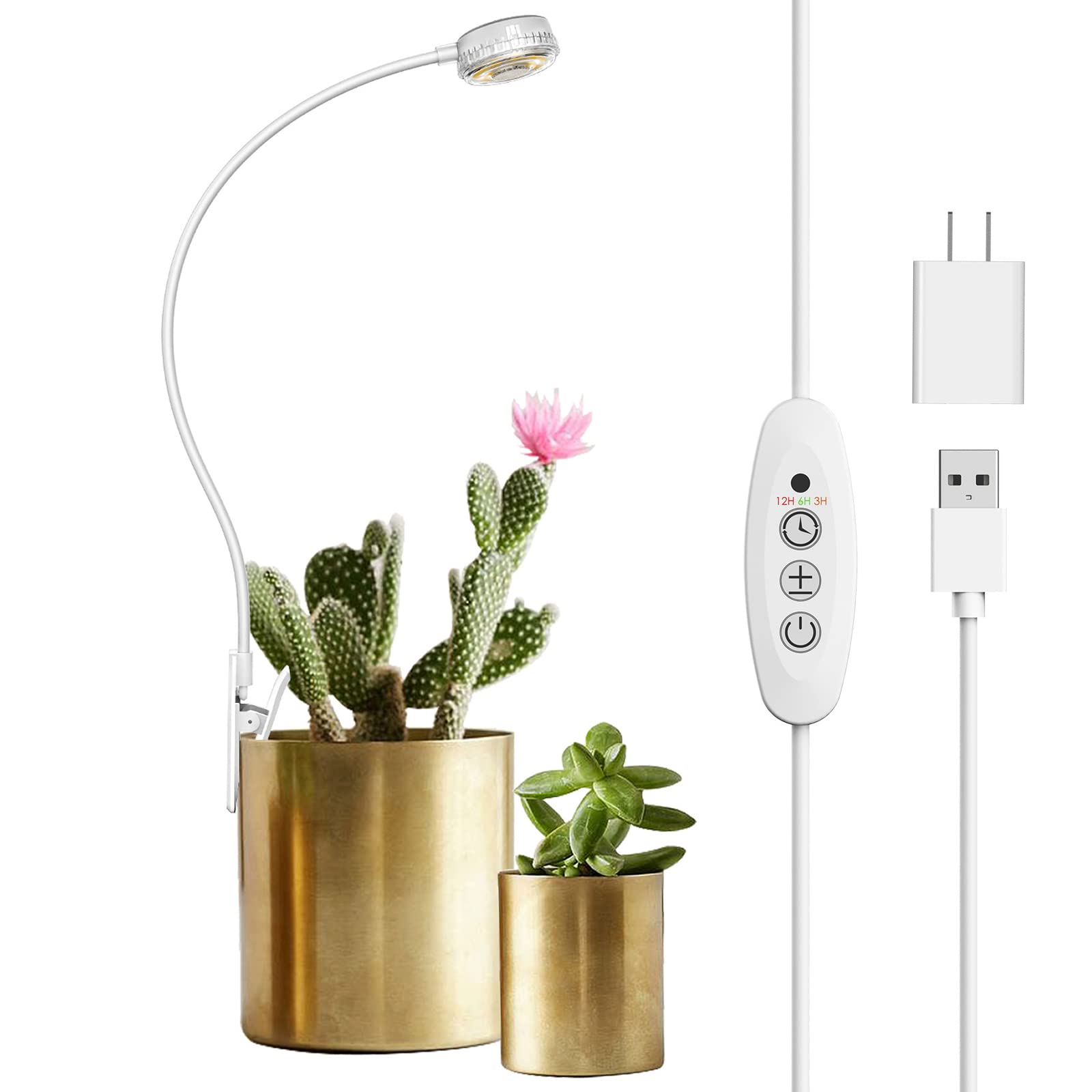 SANSI Grow Lights for Indoor Plants, Full Spectrum LED Lamp, 4-Level Dimmable, Auto Timer, 1-Pack, White, Model C23ZW013-T0005A27