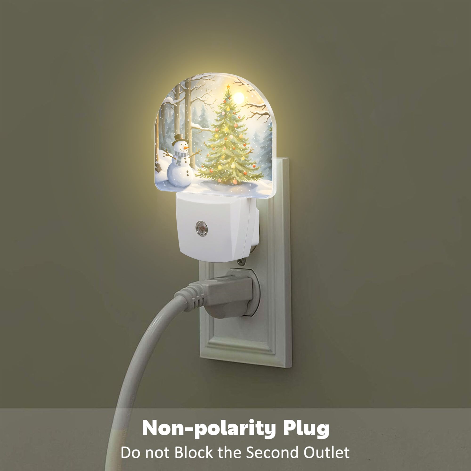 Christmas Tree With Snowman Night Light For Kids,Winter Holiday Snowman Night Light Plug In With Dusk To Dawn Sensor,0.5W Energy