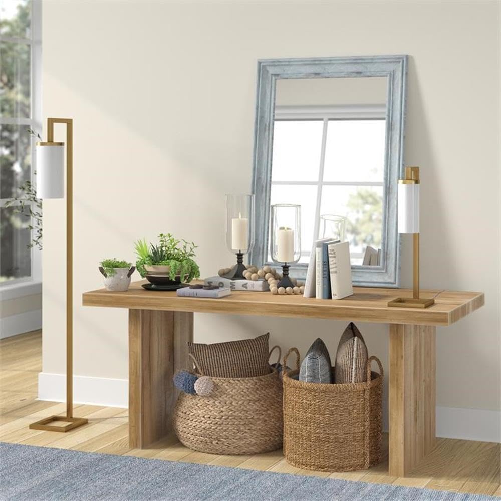 Henn&Hart 26'' Tall Table Lamp With Glass Shade In Brass/White Milk, Lamp, Desk Lamp For Home Or Office