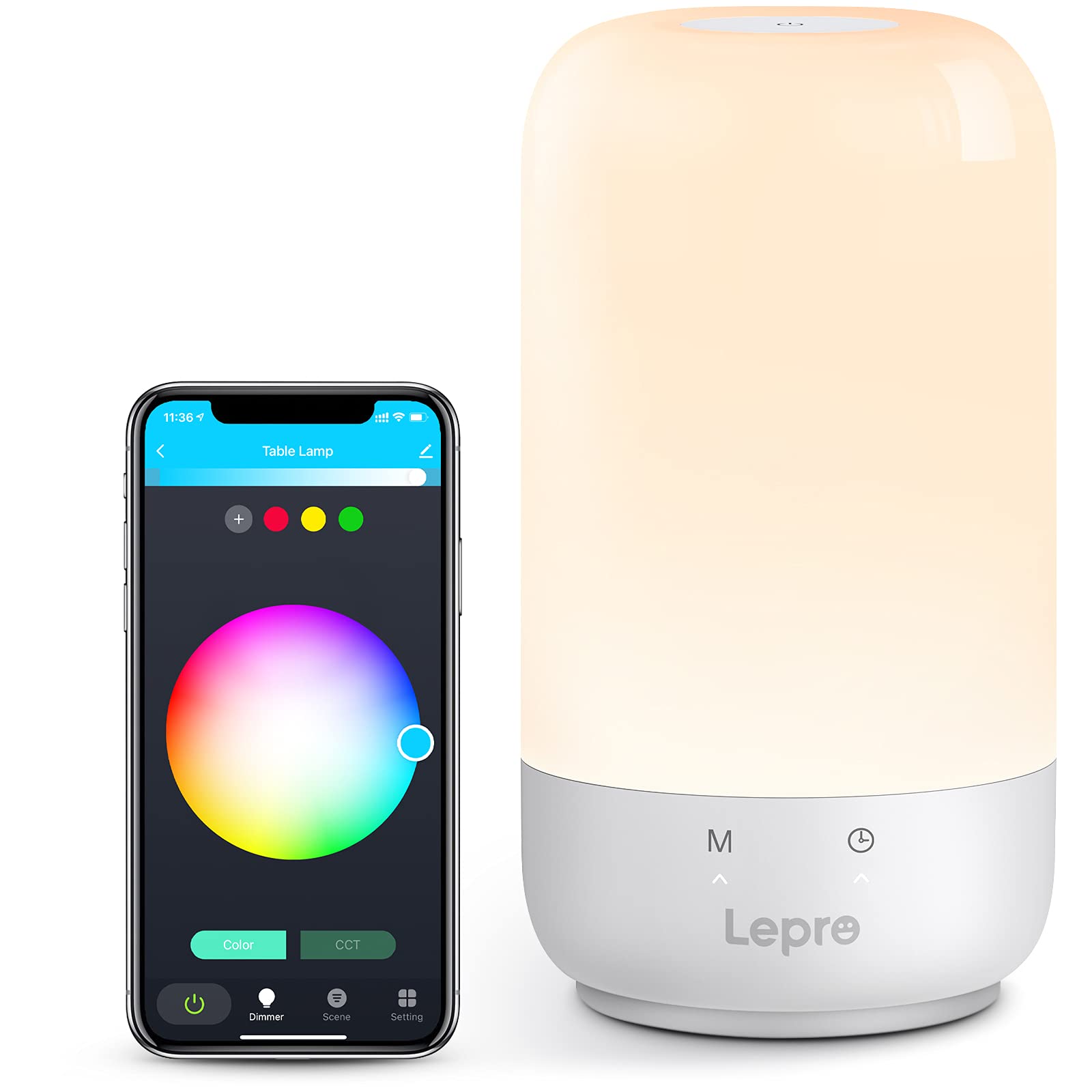 Lepro Smart Table Lamp, Dimmable LED Touch Lamp Compatible with Alexa and Google Assistant, Tunable Warm White Bedside Night Lig