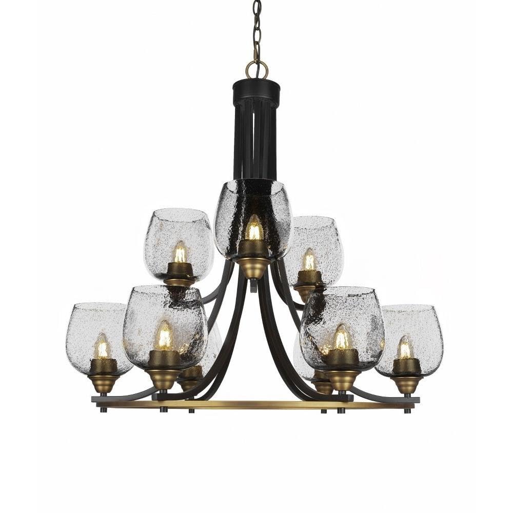 Toltec Lighting Paramount 9 Light Chandelier in Matte Black & Brass (3409-MBBR-4812)