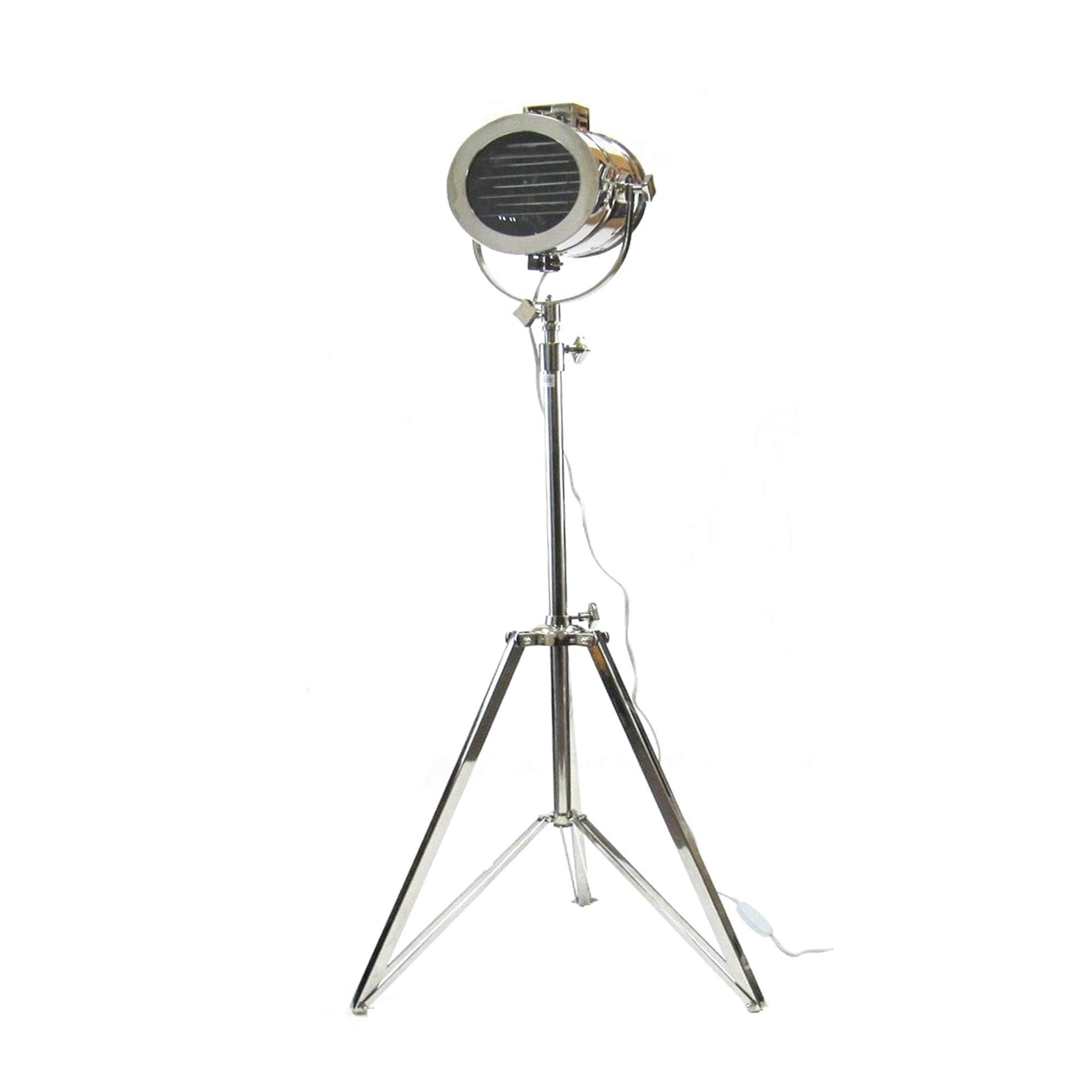 Iotc Vintage Nautical Floor Lamp - Adjustable Chrome Tripod Spotlight, 75&quot; Decorative Light