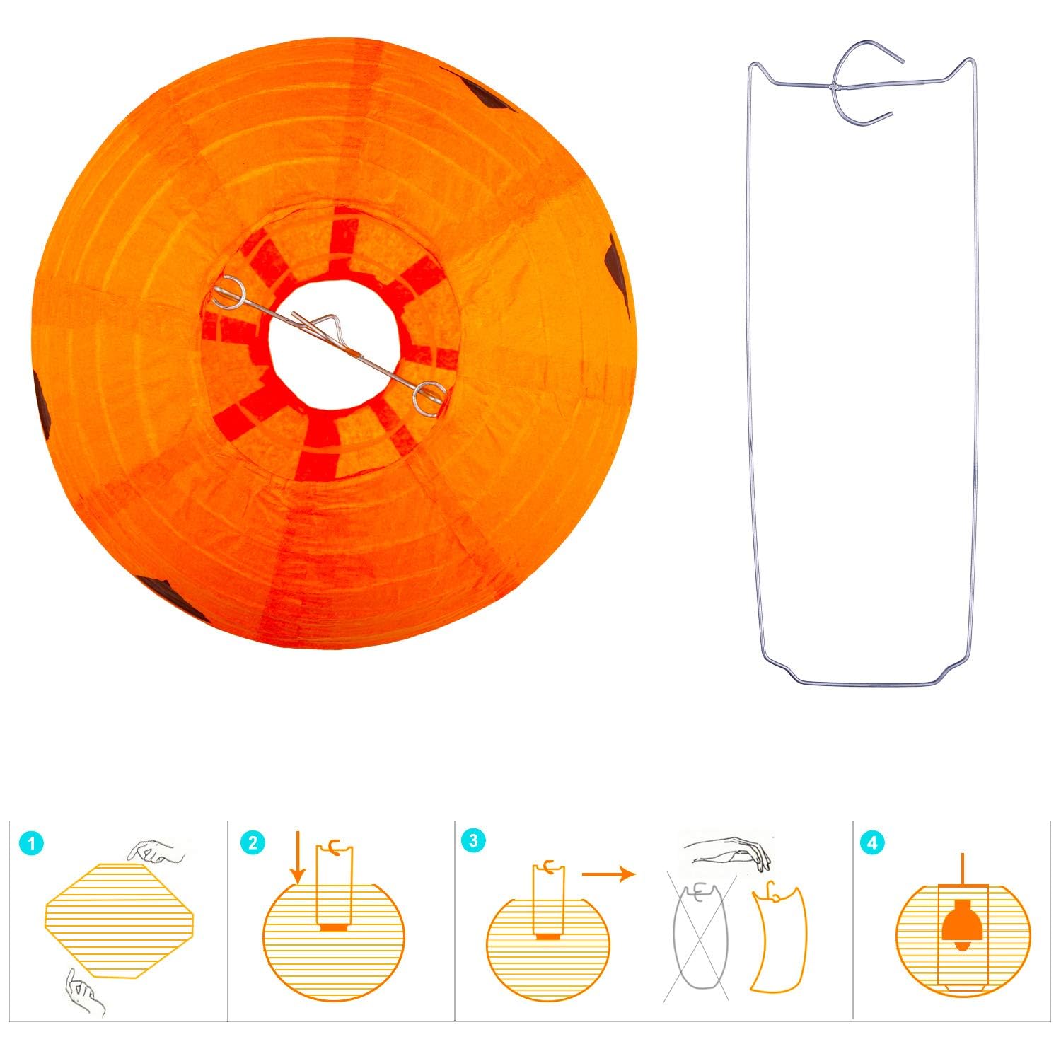 Gejoy 12pc Halloween Jack O Lantern 8inch Halloween Decorations Plastic Pumpkins Pumpkin Hanging Paper Lantern Halloween Indoor