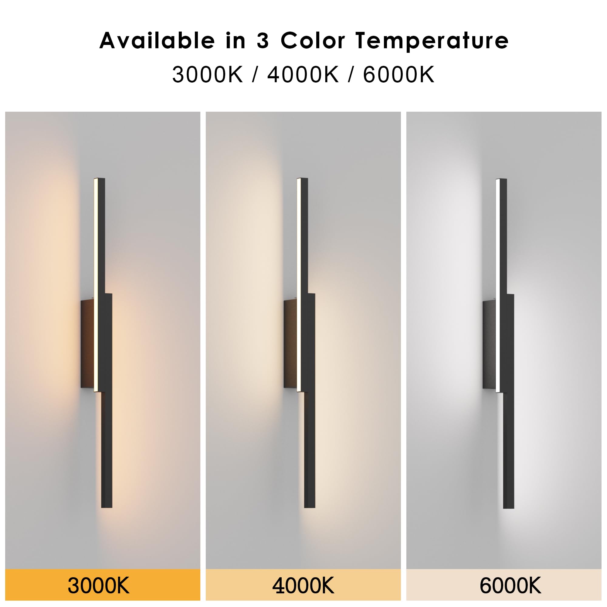 Aipsun 23.6" Black Battery Operated Wall Sconce Set of 2, Dimmable Wireless Lighting for Living Room & Bedroom, Model 8009