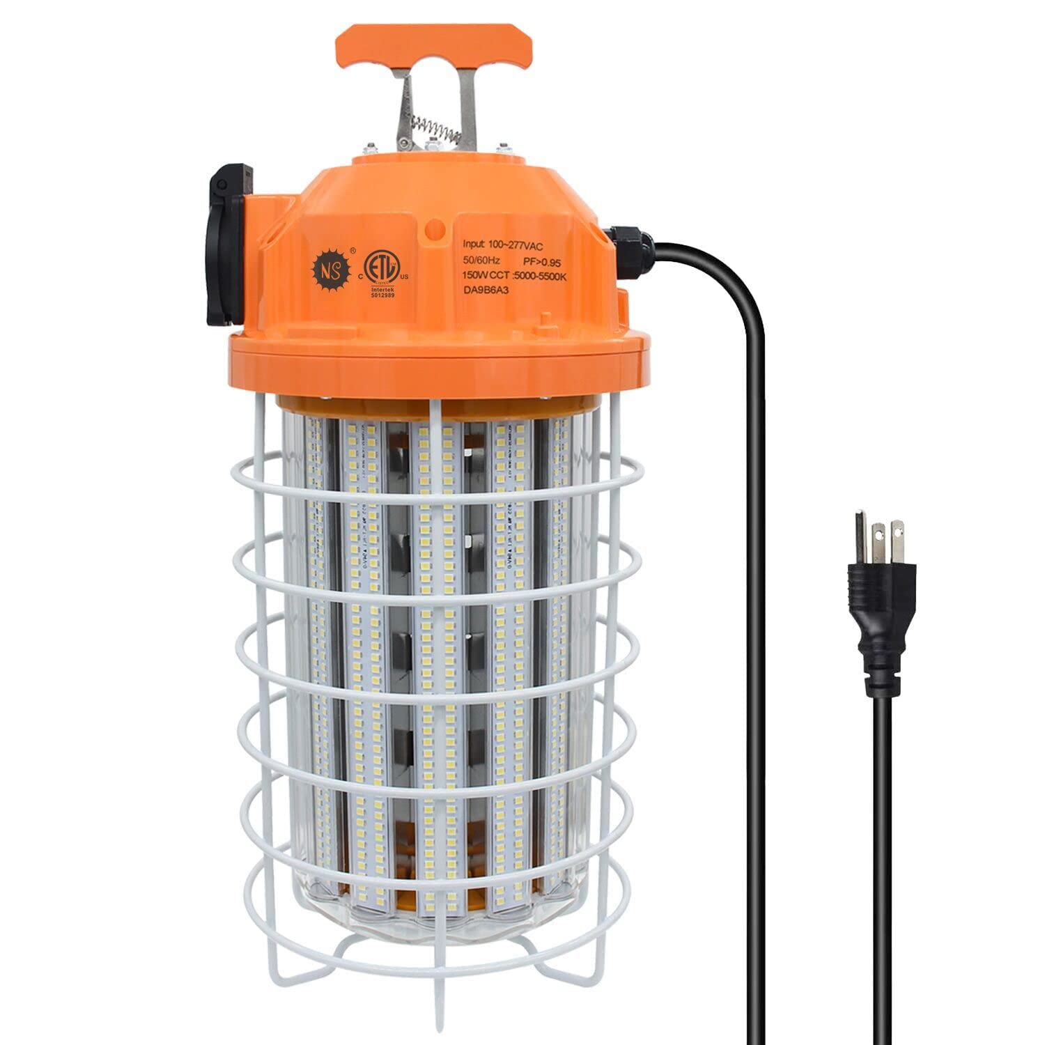 NS 150W High Bay Temporary LED Work Light 23550Lm 5000K Daylight White with Indoor and Outdoor Hook Portable Hanging Lighting fo