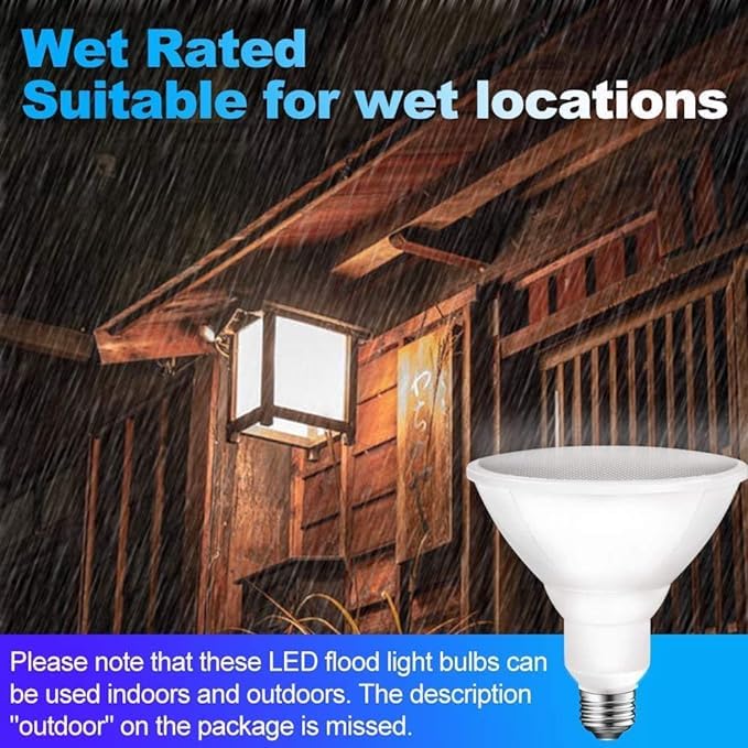 Energetic Led Flood Par38 Light Bulb, 3000K Warm White, 90W Equivalent, Efficient 11W, Wet Rated, 900 Lumens, Medium Base, Non-Dimmable, Ul, 2 Pack