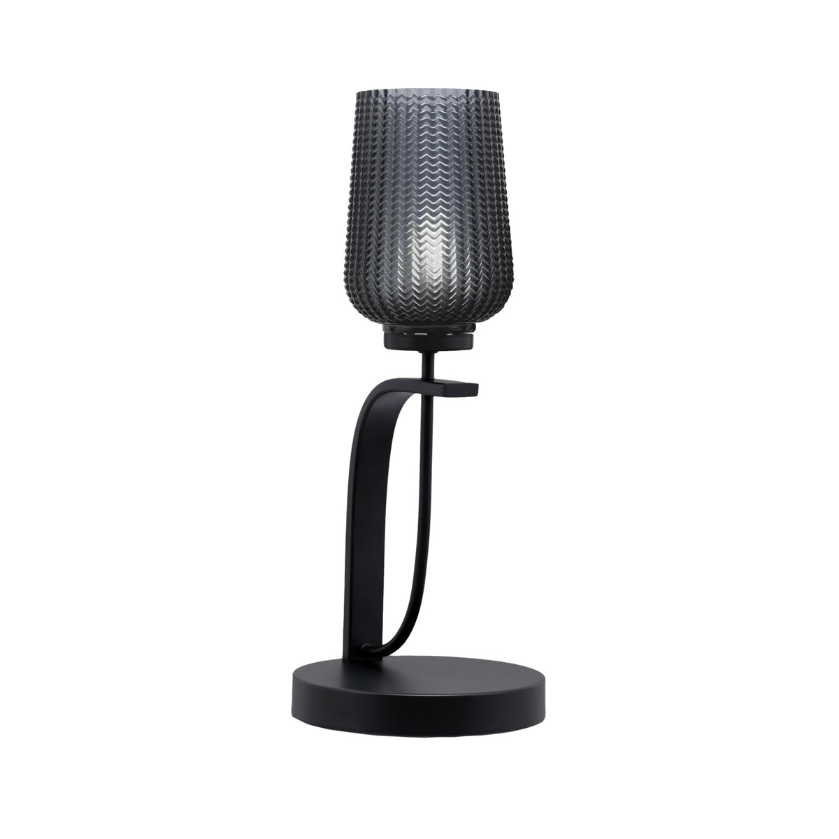 Cavella 1 Light Accent Lamp Shown In Matte Black Finish With 5&quot; Smoke Textured Glass