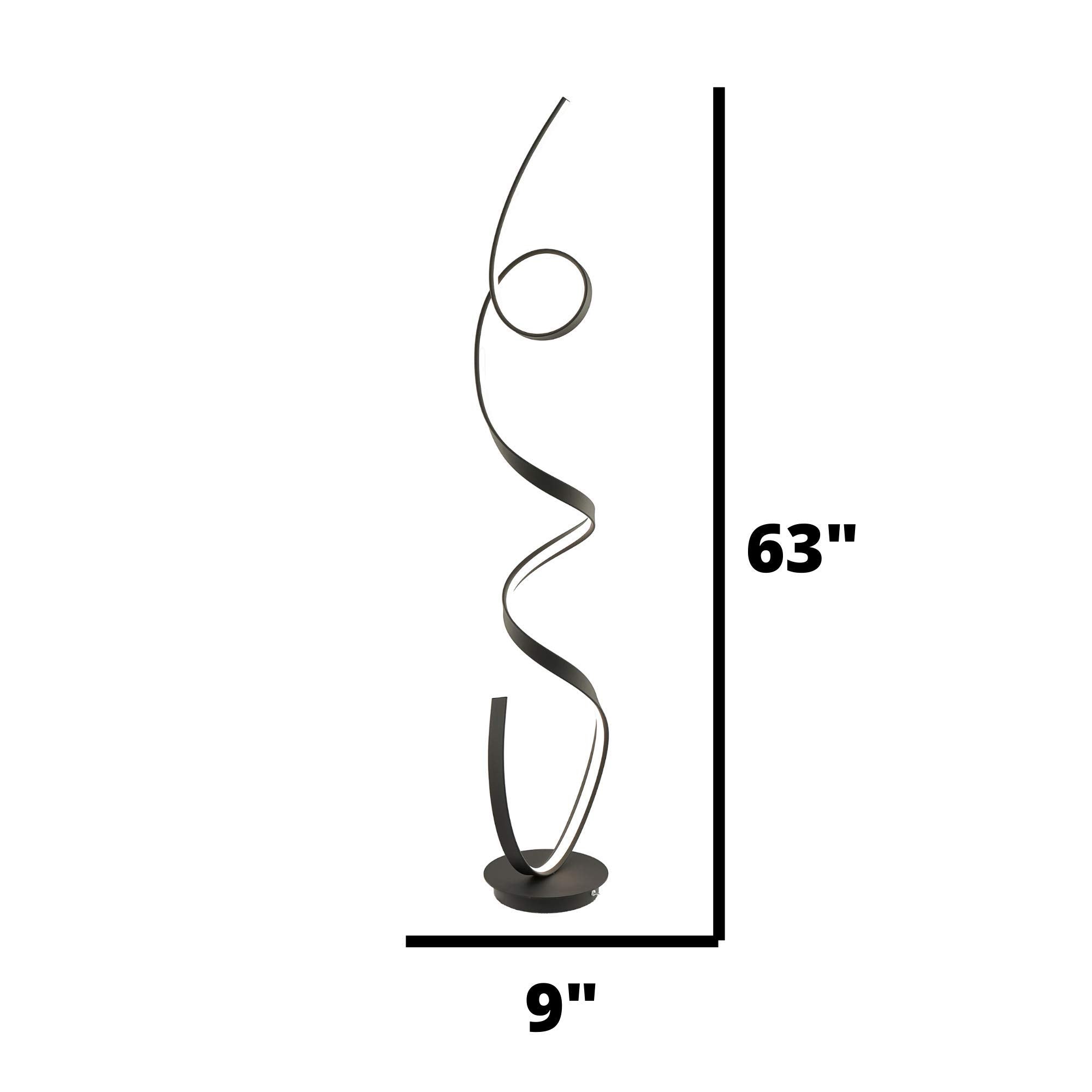 Finesse Decor Amsterdam LED Floor Lamp, Dimmable, 63in, Matte Black, Model FL-002-B, Metal