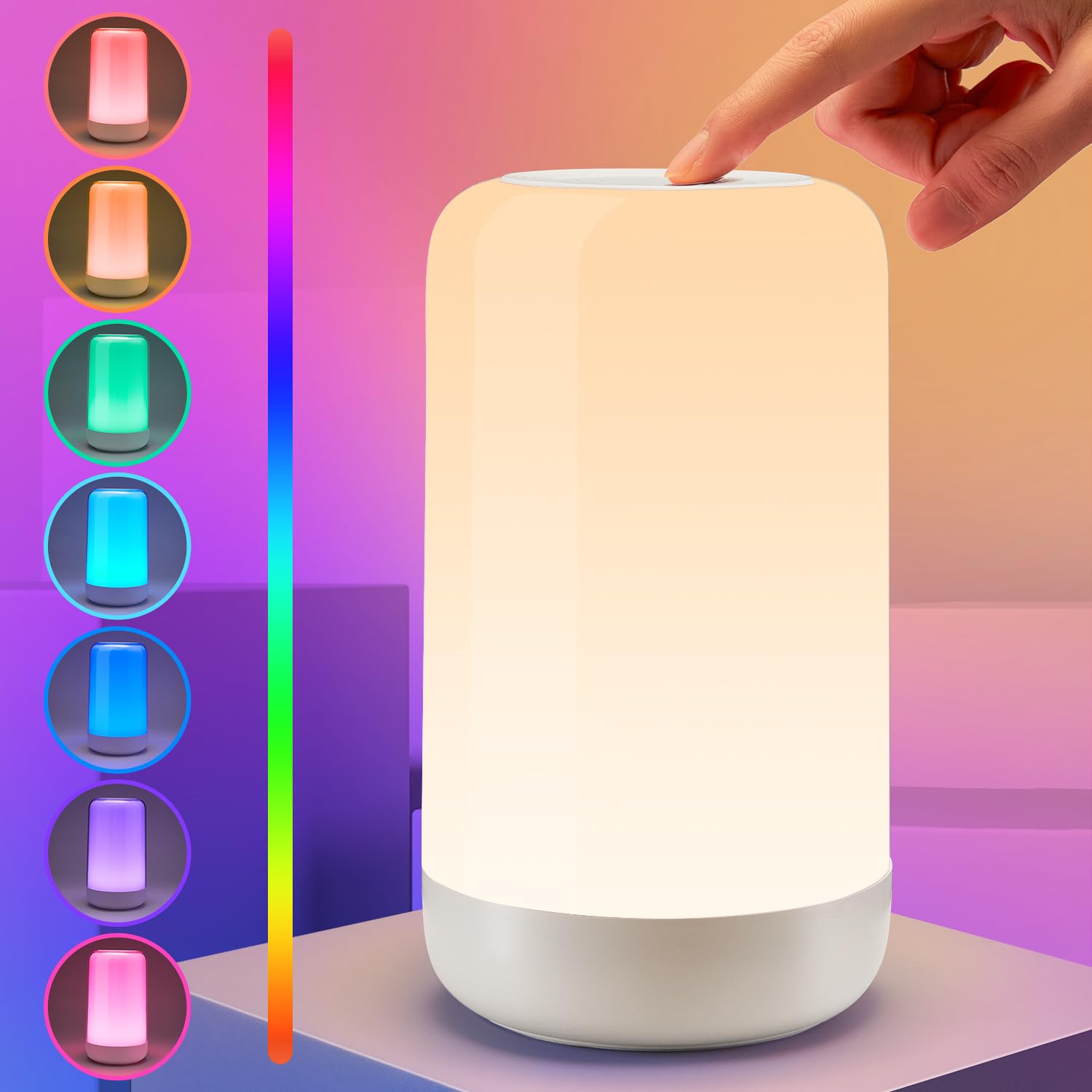 RGB Mini Lamp & 10 Dimmable LED Lamp for Bedroom Touch Lamp,1800mAh Battery Operated Lamp Cordless Lamp,Mood Lighting Mood Lamp 
