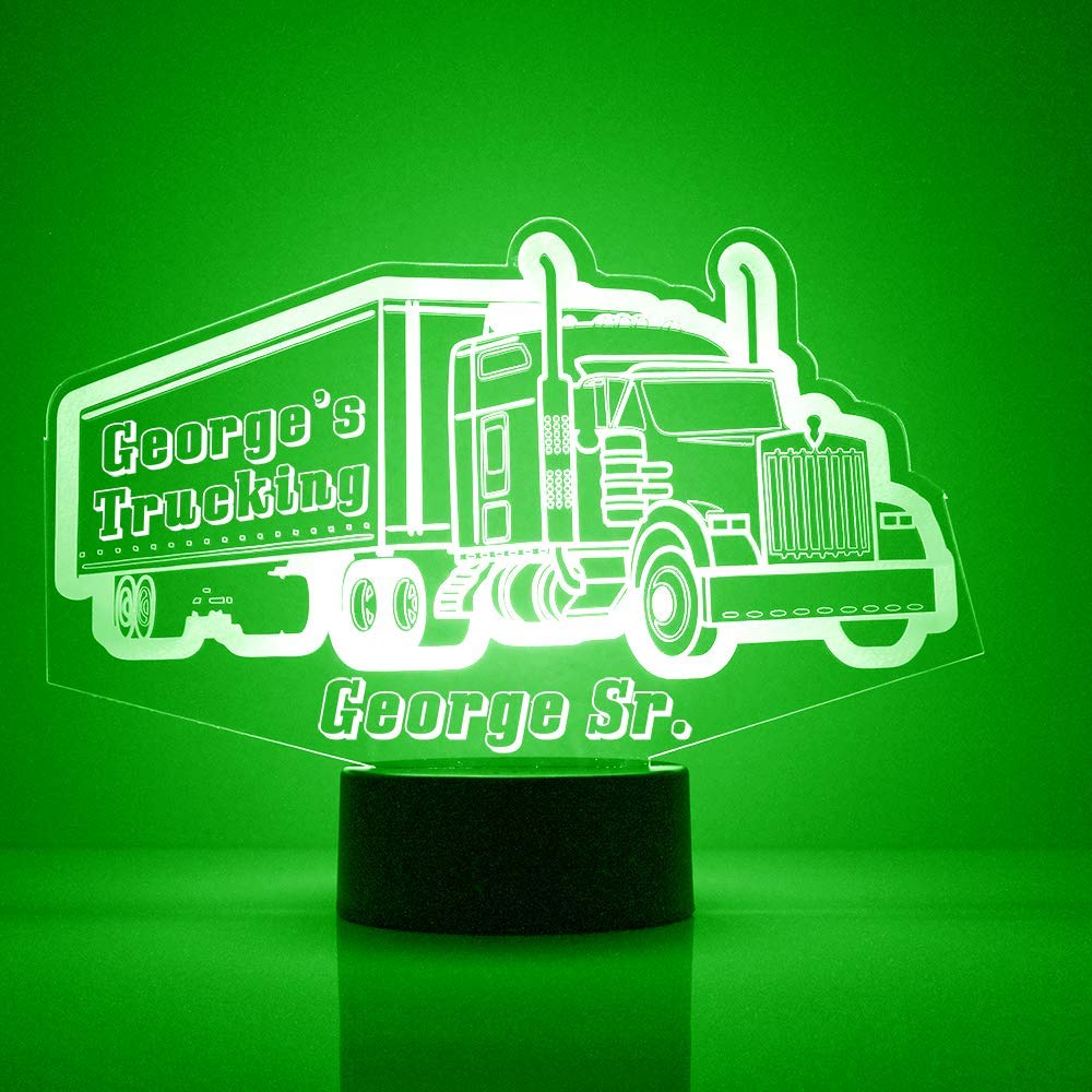 Custom Truck Driver LED Sign Night Light Lamp with Remote, Light Up Display with Personalized Name or Image, Customized and Made