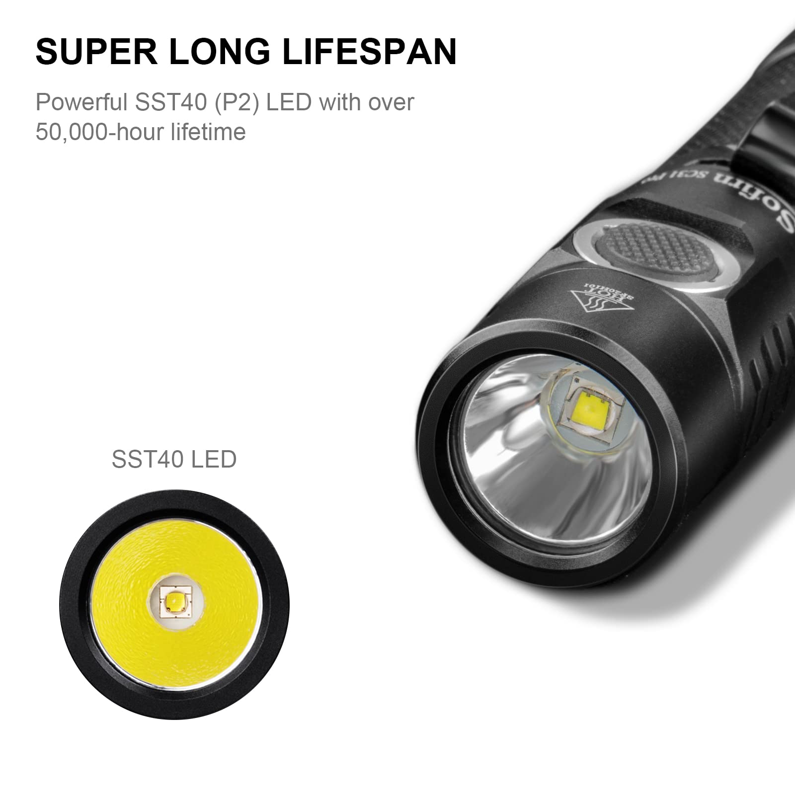 sofirn SC31 Pro Rechargeable Flashlight, Super Bright Flashlight 2000 Lumens Anduril 2 with SST40 6500K LED, Diffuser, Magnetic