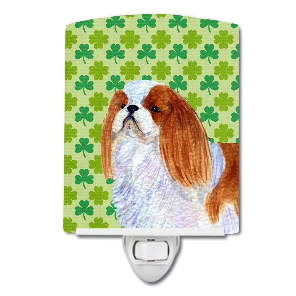 Carolines Treasures Ceramic Night Light, English Toy Spaniel Shamrock, 6x4x3in, UL-Certified, Multicolor, Model SS4438CNL