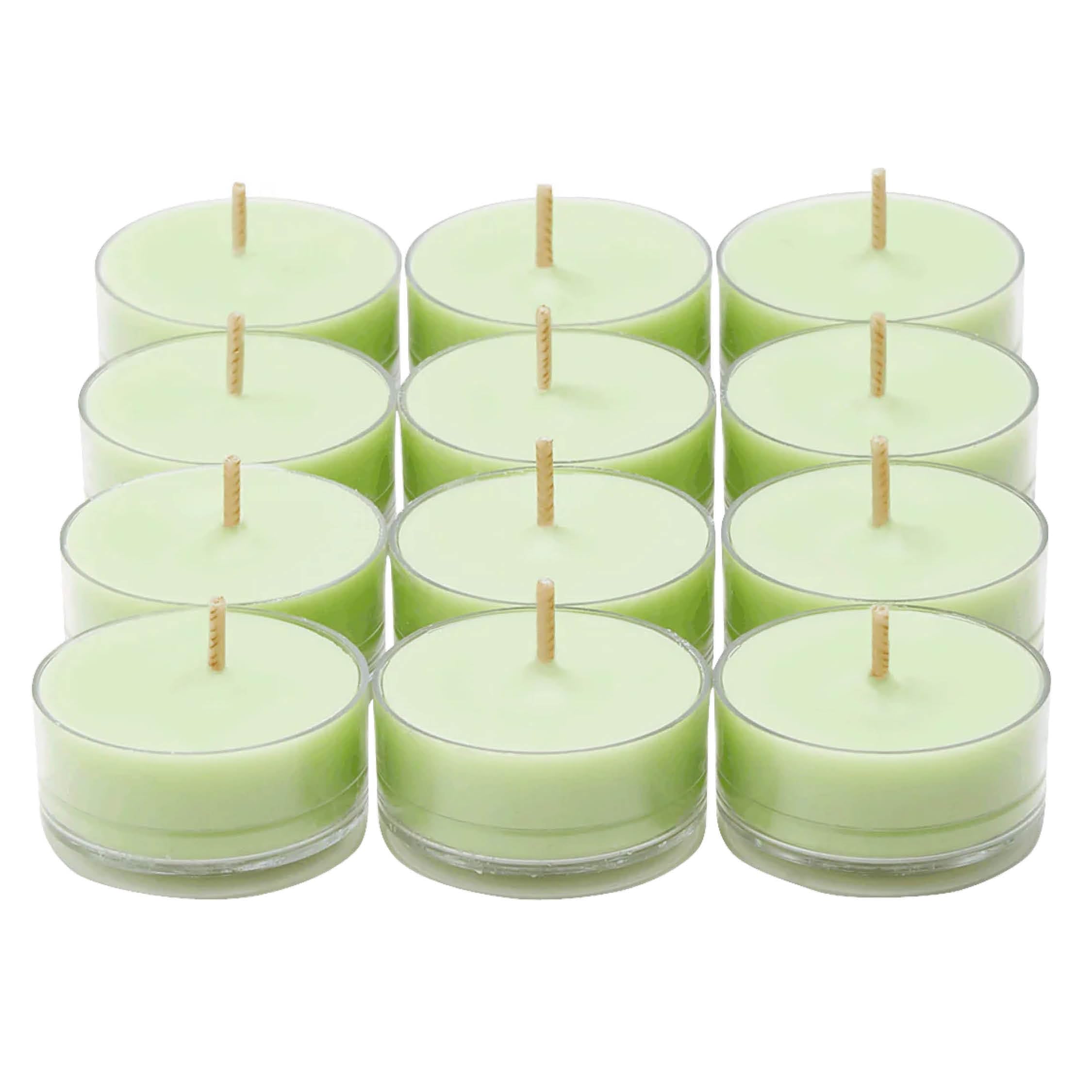 Partylite Set Of 12 Tea Lights Candles  Cucumber & Clementine Scent  Aromatherapy Scented Candles Gift Set  Up To 4 To 6 Hours Burn Time
