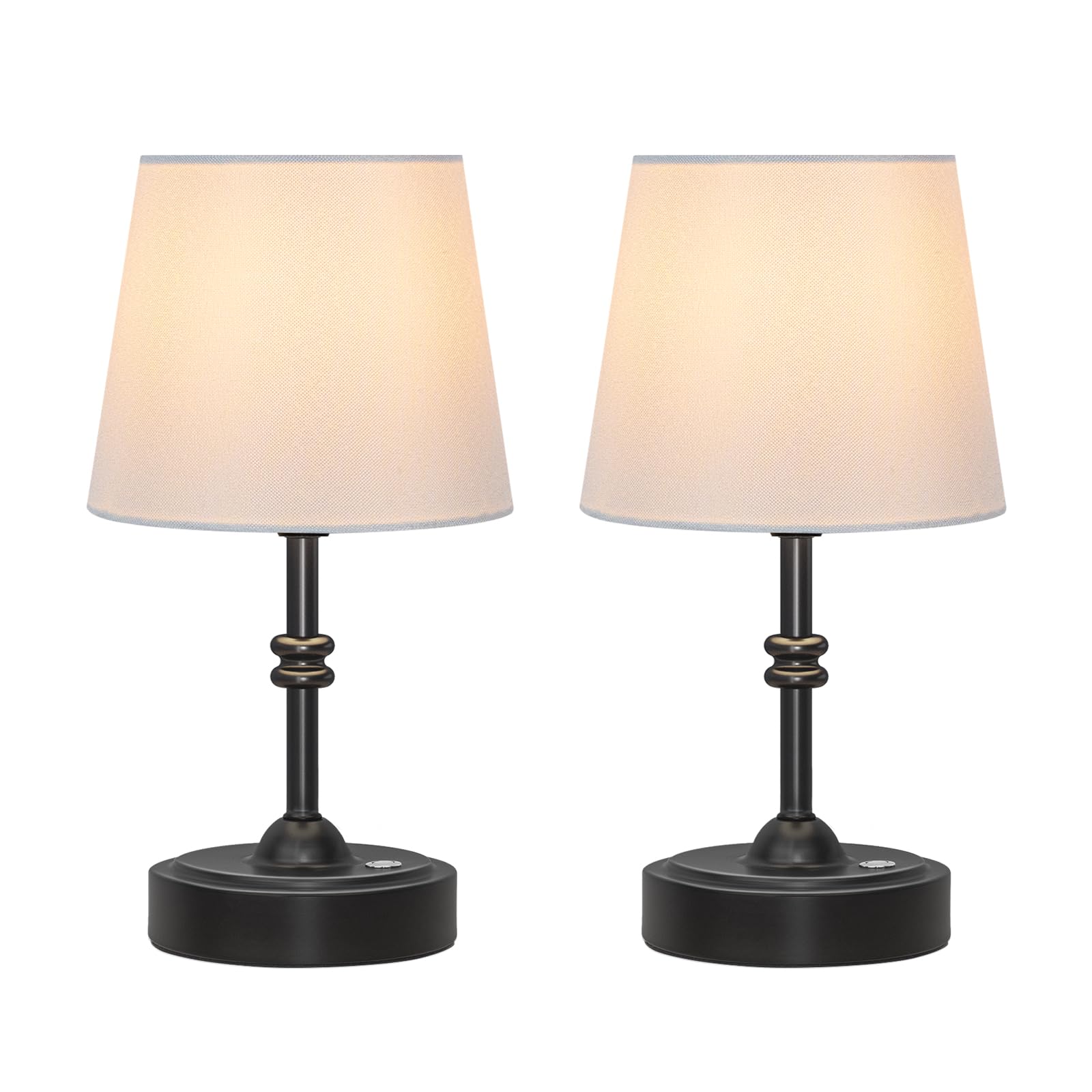 Onewish 2 Pack Small Cordless Lamp, Battery Operated Table Lamp Dimmable, 4000Mah Rechargeable, Touch Bedside Lamp With White Fa