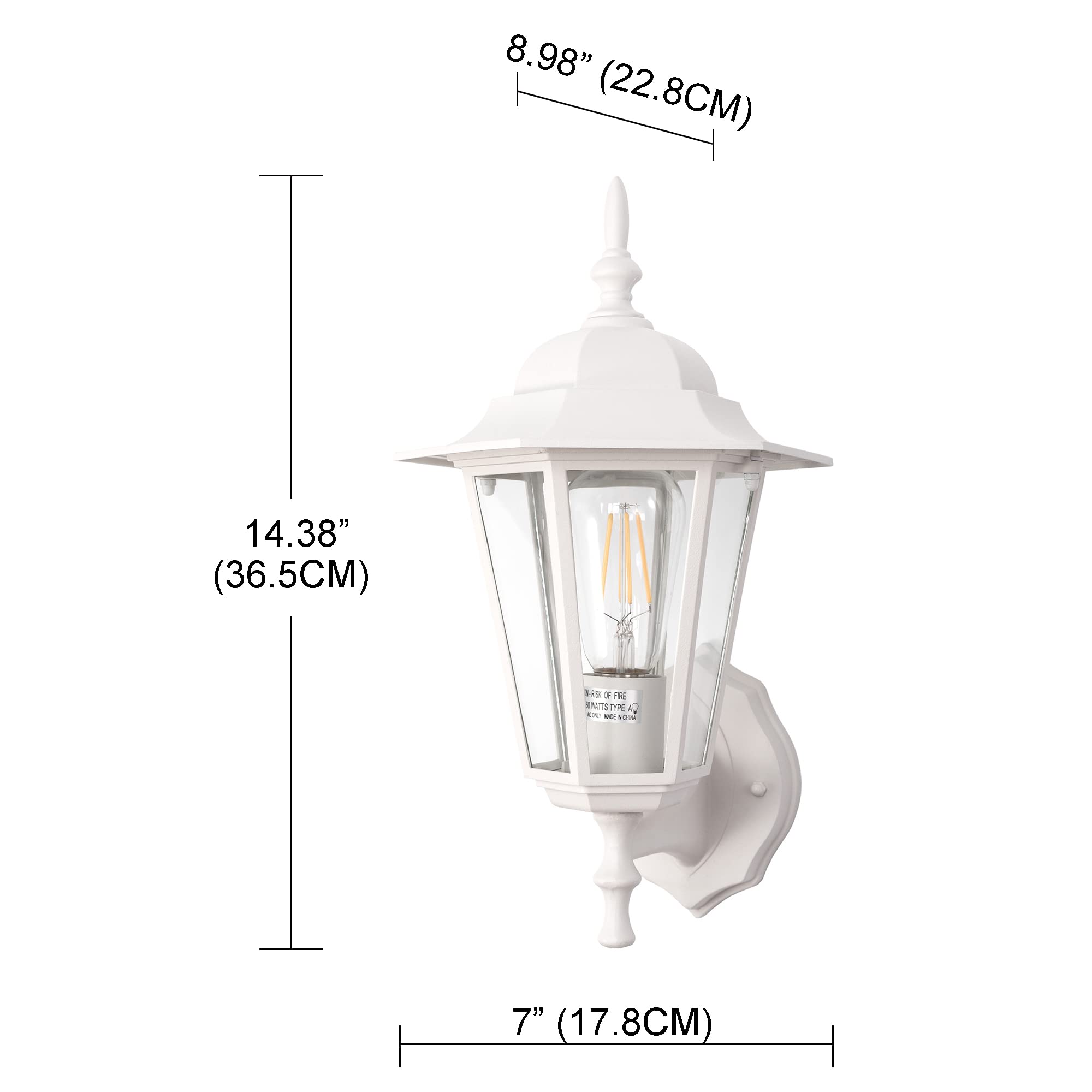GRUENLICH Outdoor Wall Lantern, Waterproof Aluminum Sconce, E26 Base, White Finish, 1 Pack, Model GR-WL003