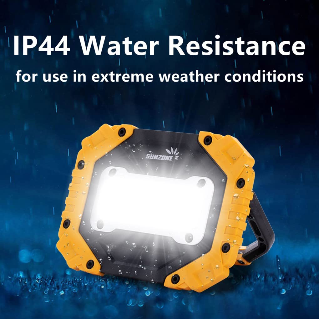 Sunzone Portable Led Work Light,Flood Lights, Job Site Lighting, Super Bright Waterproof For Outdoor Camping Hiking Car Repairing Fishing Workshop Battery Included With Emergency Sos Model