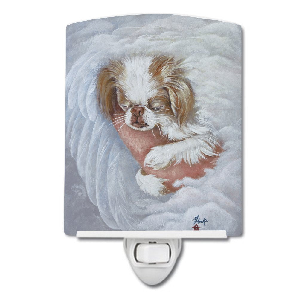 Caroline'S Treasures Mh1037Cnl Japanese Chin In An Angels Arms Ceramic Night Light Compact, Ul-Certified, Ideal For Bedroom, Bathroom, Nursery, Hallway, Kitchen, 6X4X3, Multicolor