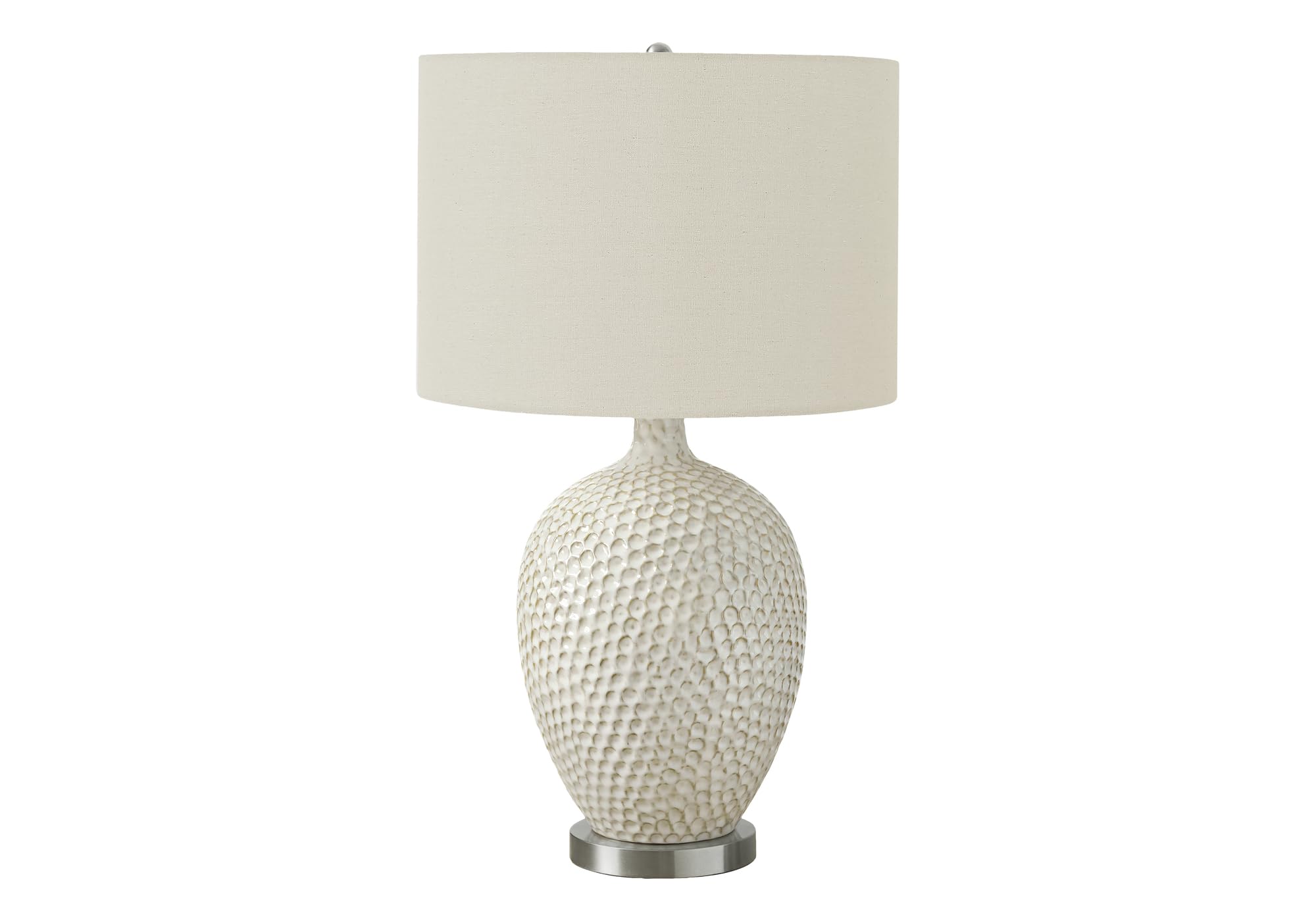 Monarch Specialties I 9607 Table Lamp, Cream Ceramic, Ivory/Cream Shade, 16inL x 16inW x 27.5inH