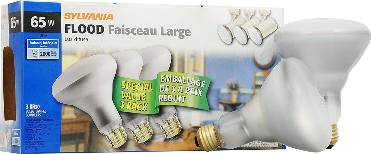 Sylvania, Indoor Flood Light Br30 Bulb, 65W/120V - 1 Ea, 3-Pack