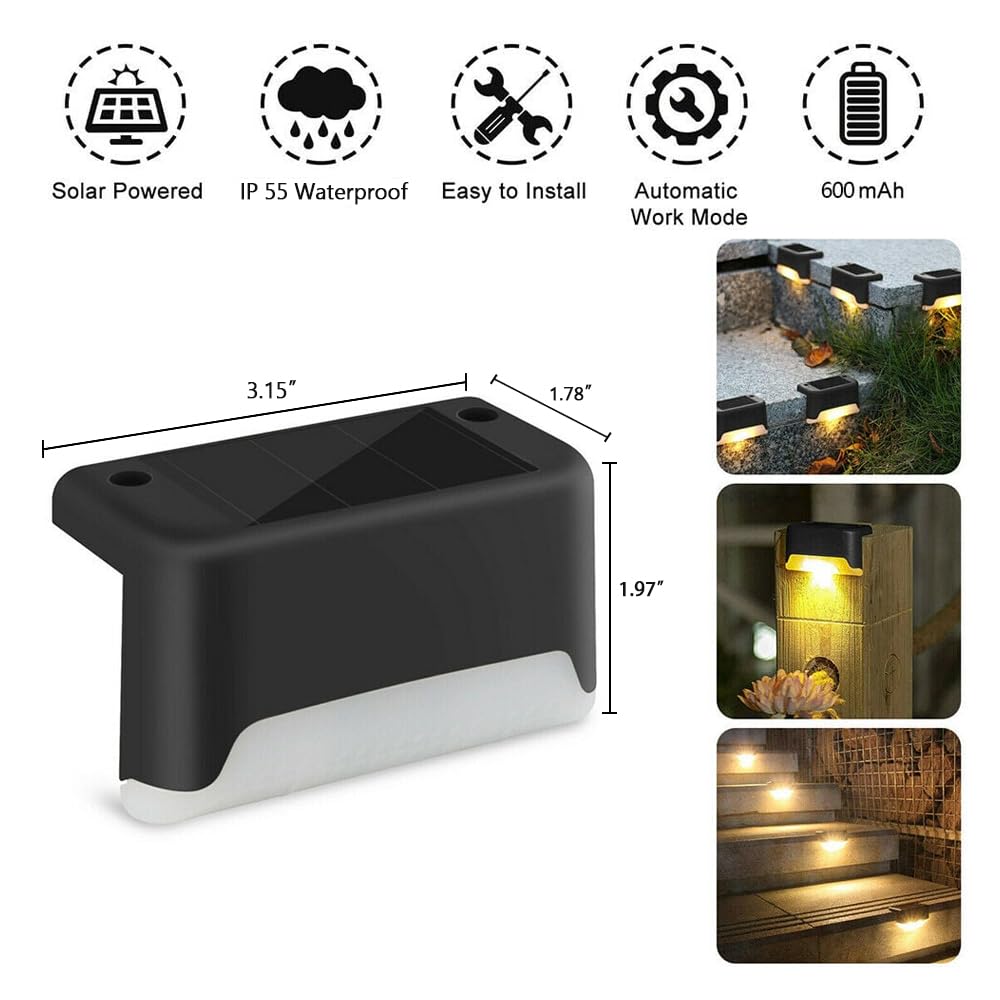 Maixi Solar Deck Lights Outdoor, 16 Pcs Led Fence Lights Waterproof, Garden Decorative Step Lights For Patio Porch Stairs Yard D