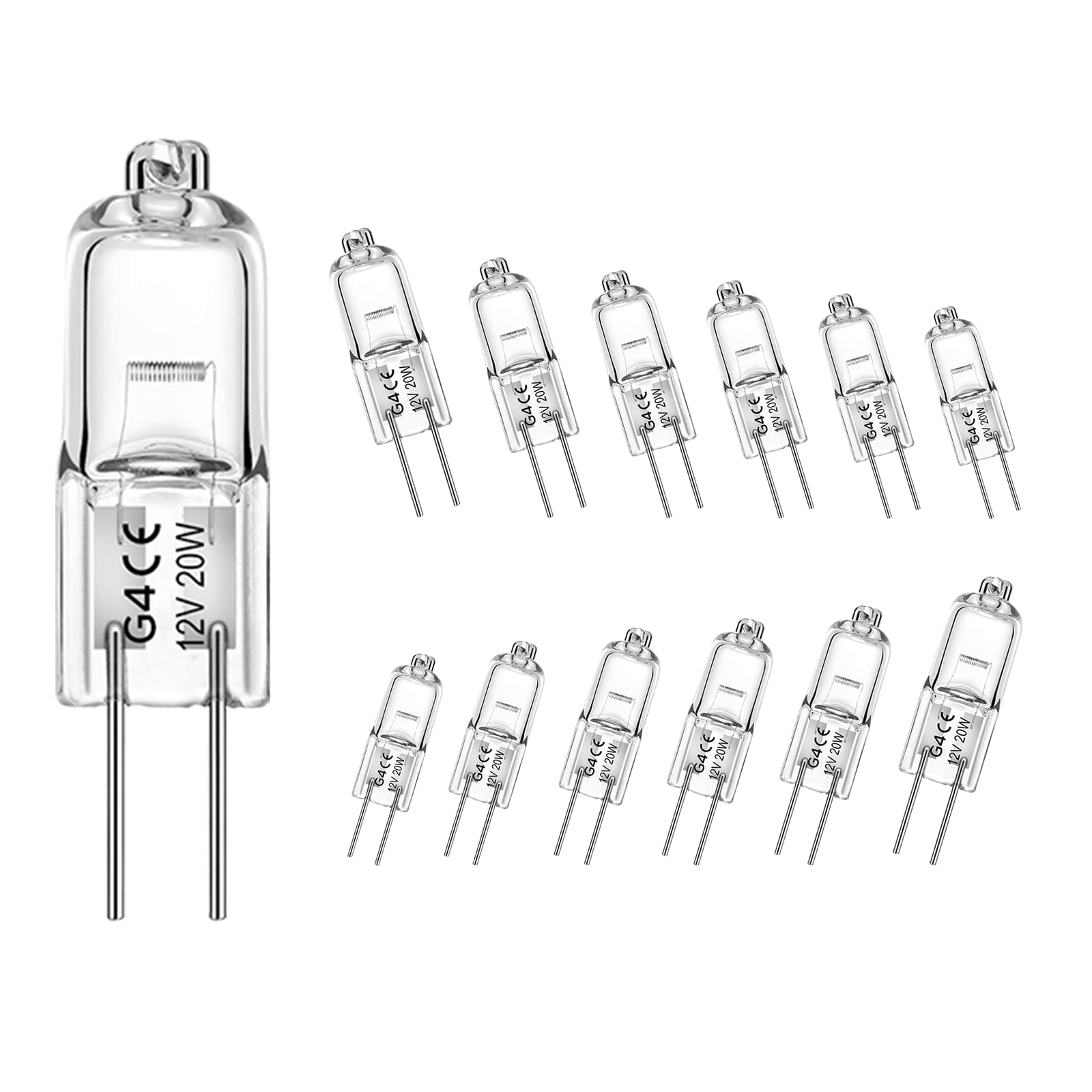 WeshLMPO G4 Halogen Light Bulbs, 12V 20W, Glass, White, 12 Count (Pack of 1)