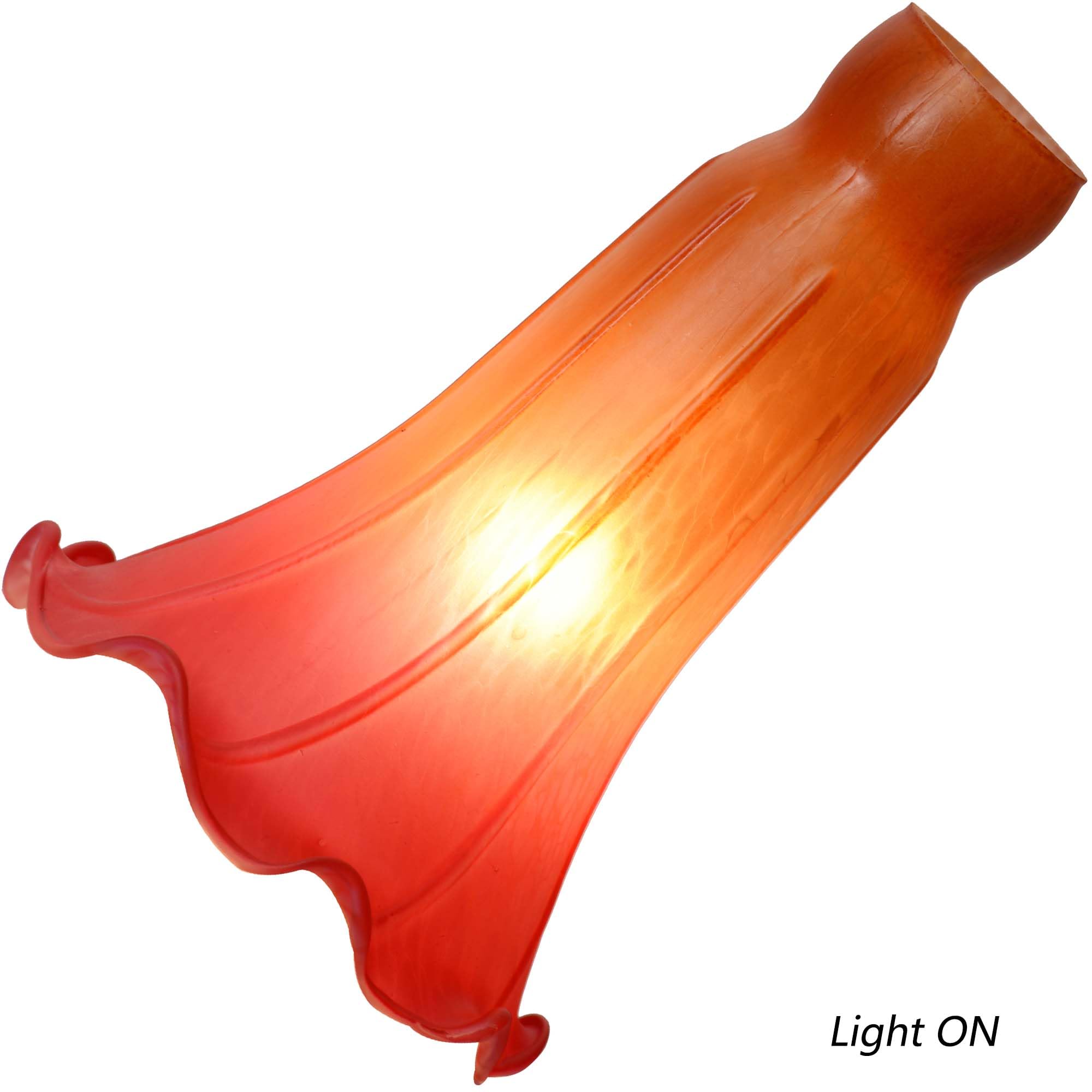 Bieye Blown Glass Lampshade, Large I.D. 1.26in x O.D. 1.5in, Orange Red, Model LILYSHADE
