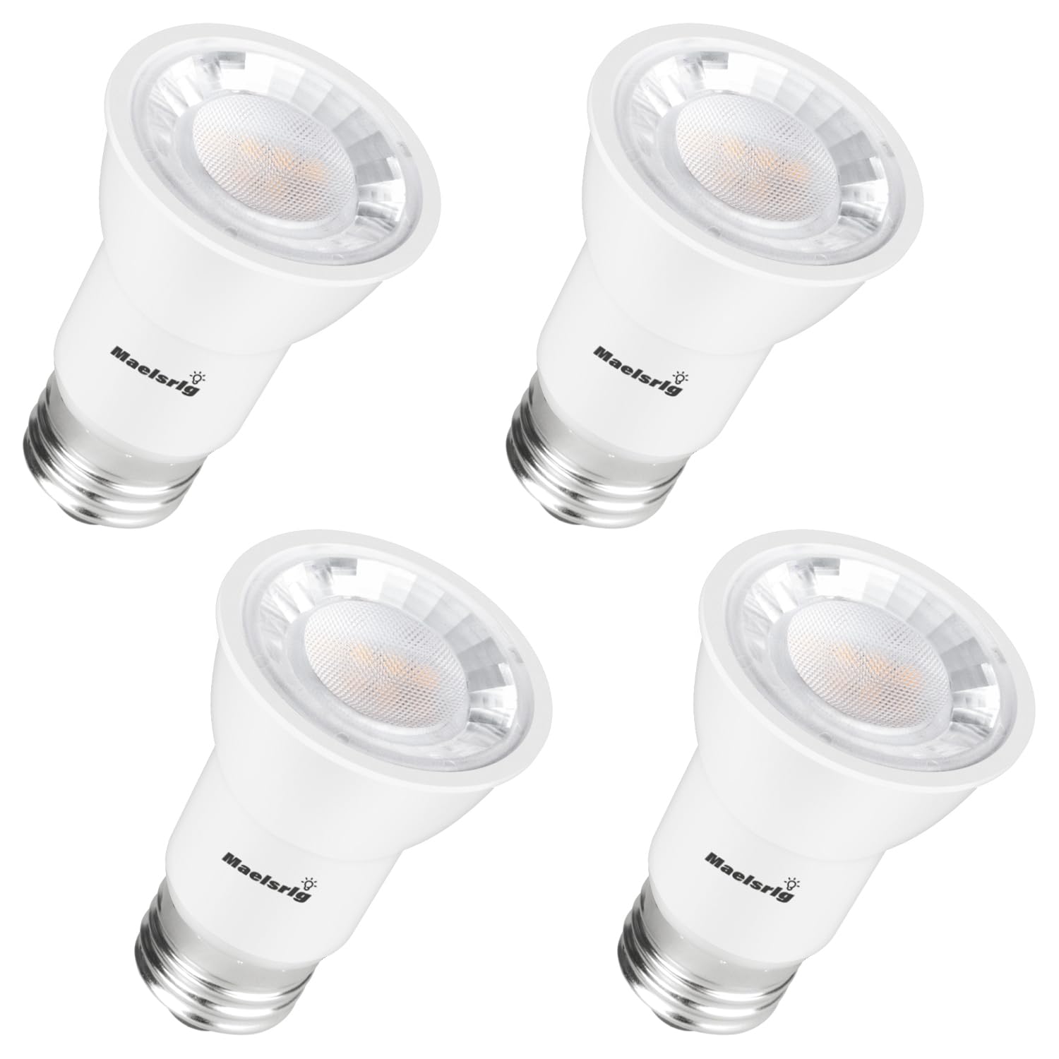 Maelsrlg PAR16 LED Long Neck Spotlight Bulb, Dimmable 600 Lumens, 40° Beam Angle, Warm White 3000K, 4 Count, E26 Medium