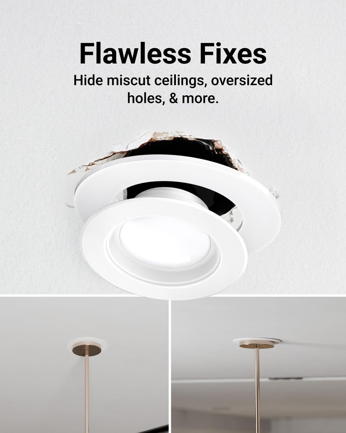 Sunco 24 Pack Goof Rings For 4 Inch Recessed Lights White Can Light Goof Trim Ring, Outer Diameter 6.7-Inch, Inner Diameter 4.25-Inch, Durable Plastic Design, Matte Finish, Flush Mount.
