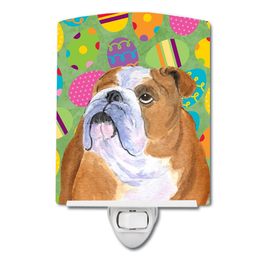 Carolines Treasures Ceramic Night Light, Bulldog English Easter Eggtravaganza, 6x4x3in, Multicolor, Model SS4836CNL, UL-Certified