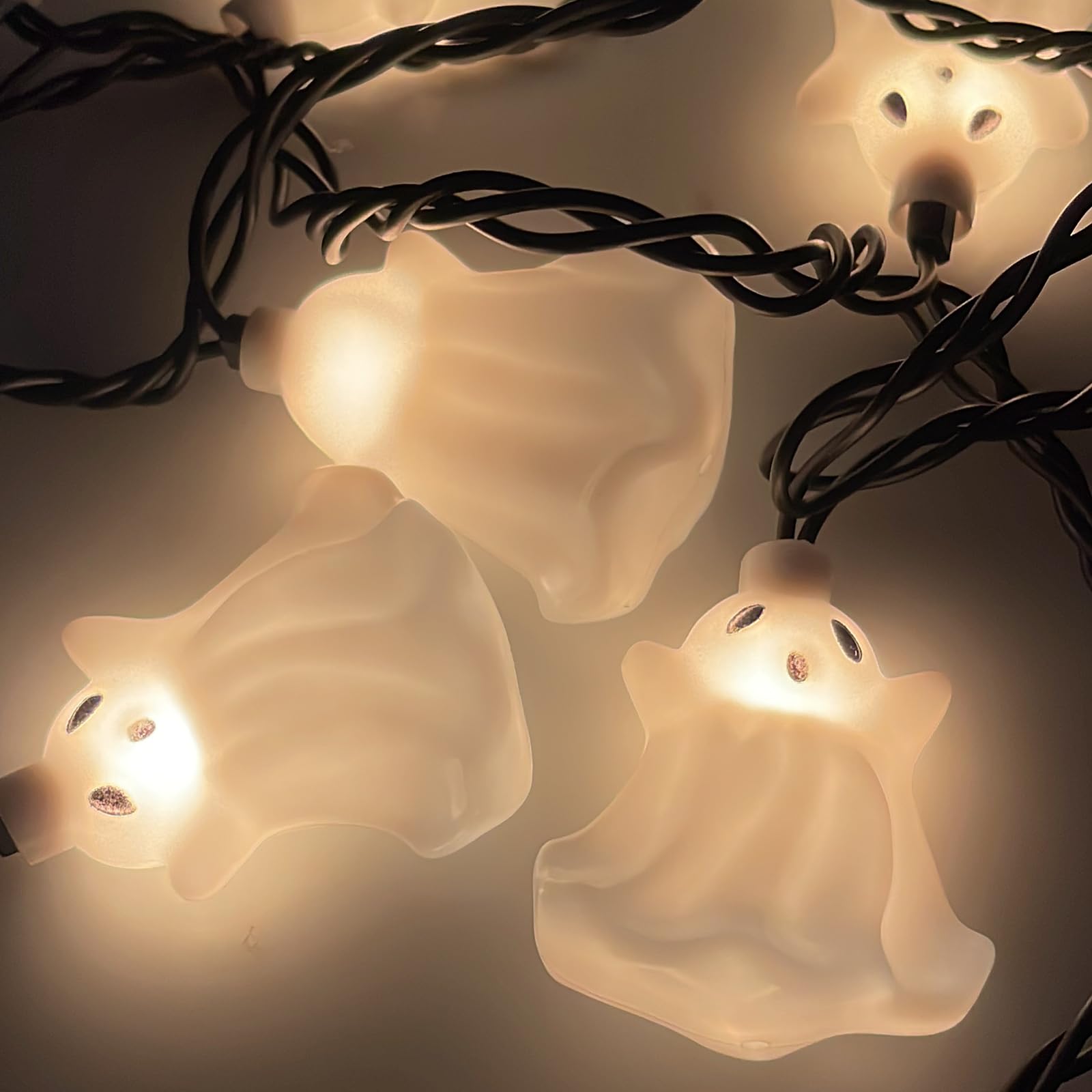 Pallerina 8.5Ft Halloween Ghost String Lights - 10 Waterproof White Ghosts For Indoor/Outdoor Decor