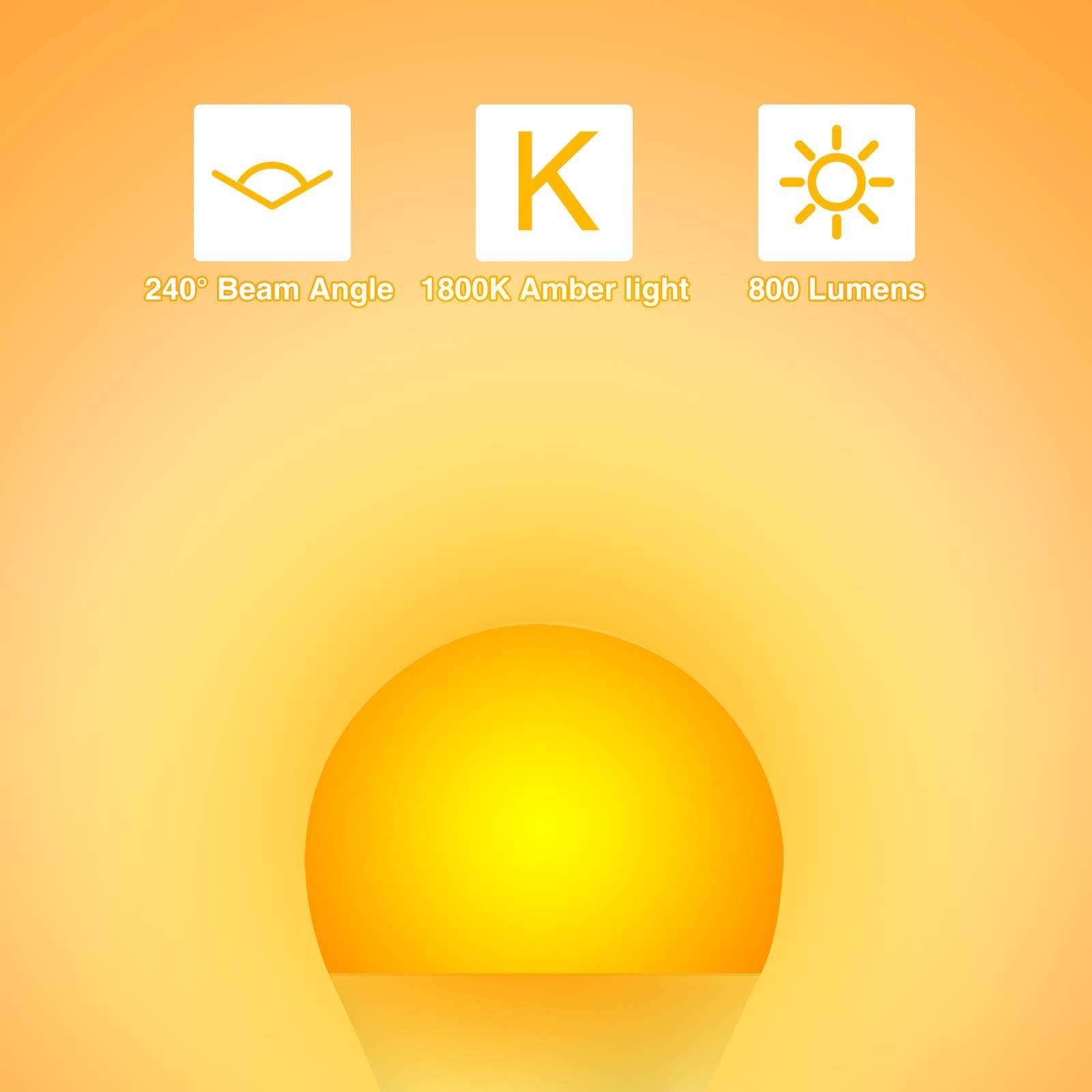 Neporal Amber Light Bulbs 9W, Soft Warm Sleep Light Bulbs 60W Equivalent, Blue Light Blocking Amber Night Light Bulbs 1800K, Bedtime Light Bulb For Healthy Sleep,1Pack