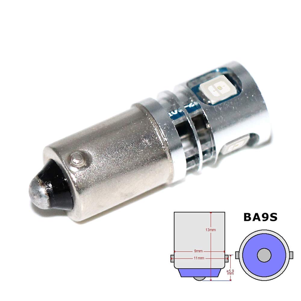 PHINLION LED Bulbs 5-SMD BA9 BA9S 1891 1893, Green, Aluminum, for Dome, Map, License Plate Lights