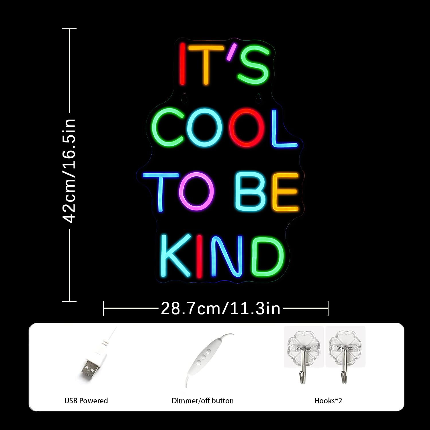 ItS Cool To Be Kind Neon Sign Colorful Letter Neon Signs For Wall Decor Dimmable Student Neon Lights For Classroom Decor Positive Classroom Education Gifts