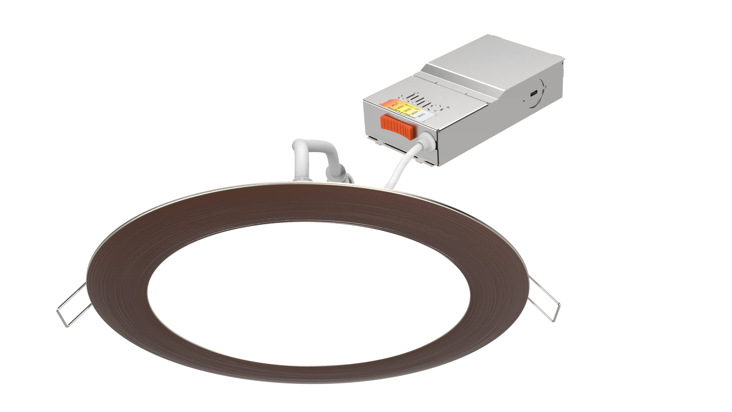 Juno Round LED Wafer Downlight, 6-Inch Ultra Thin Trim, 120V, 90CRI, Switchable Color Temp 2700K-5000K, Oil Rubbed