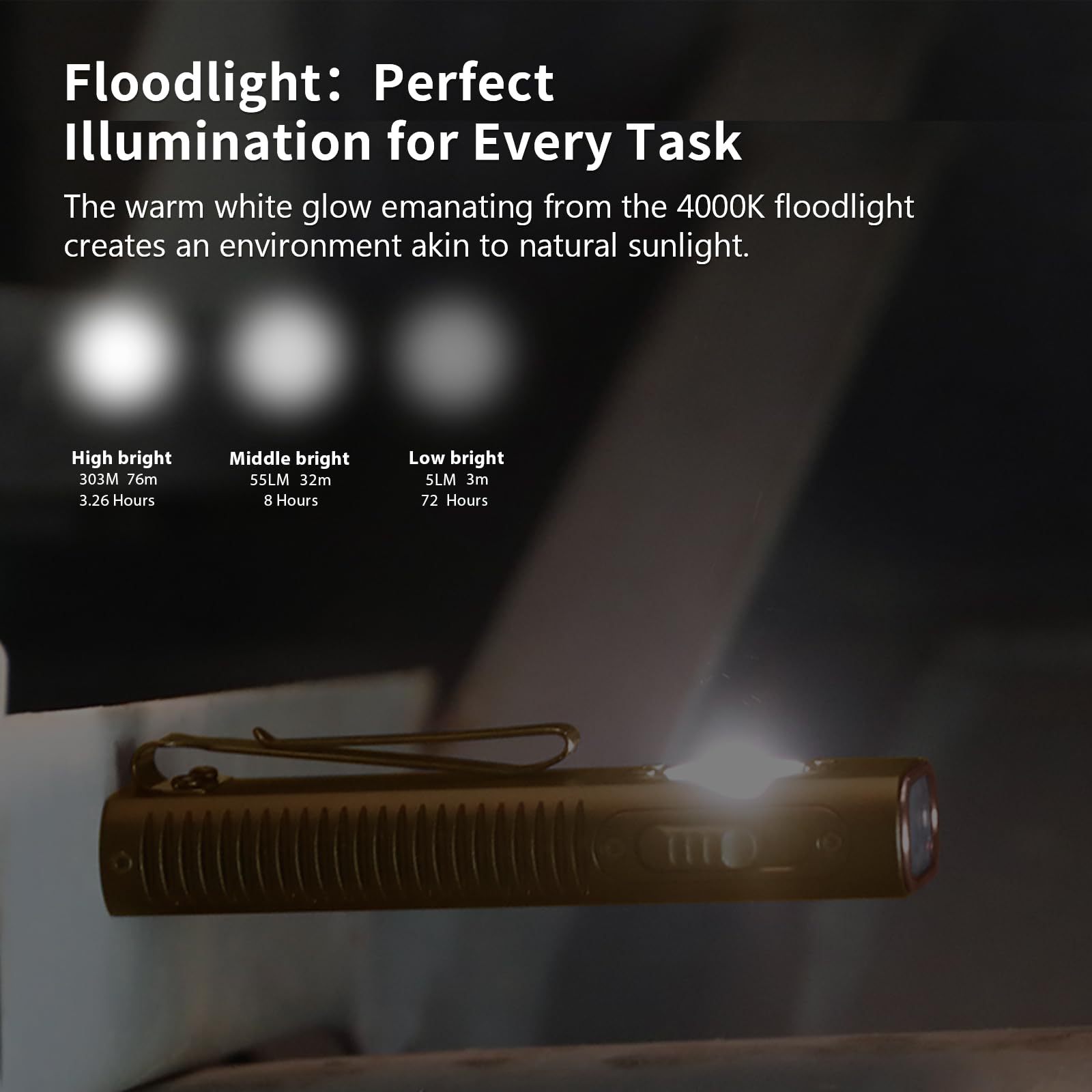 TrustFire Mini X3 EDC Flashlight, 1050 Lumens, Gold, with White, Flood, UV & Green Light