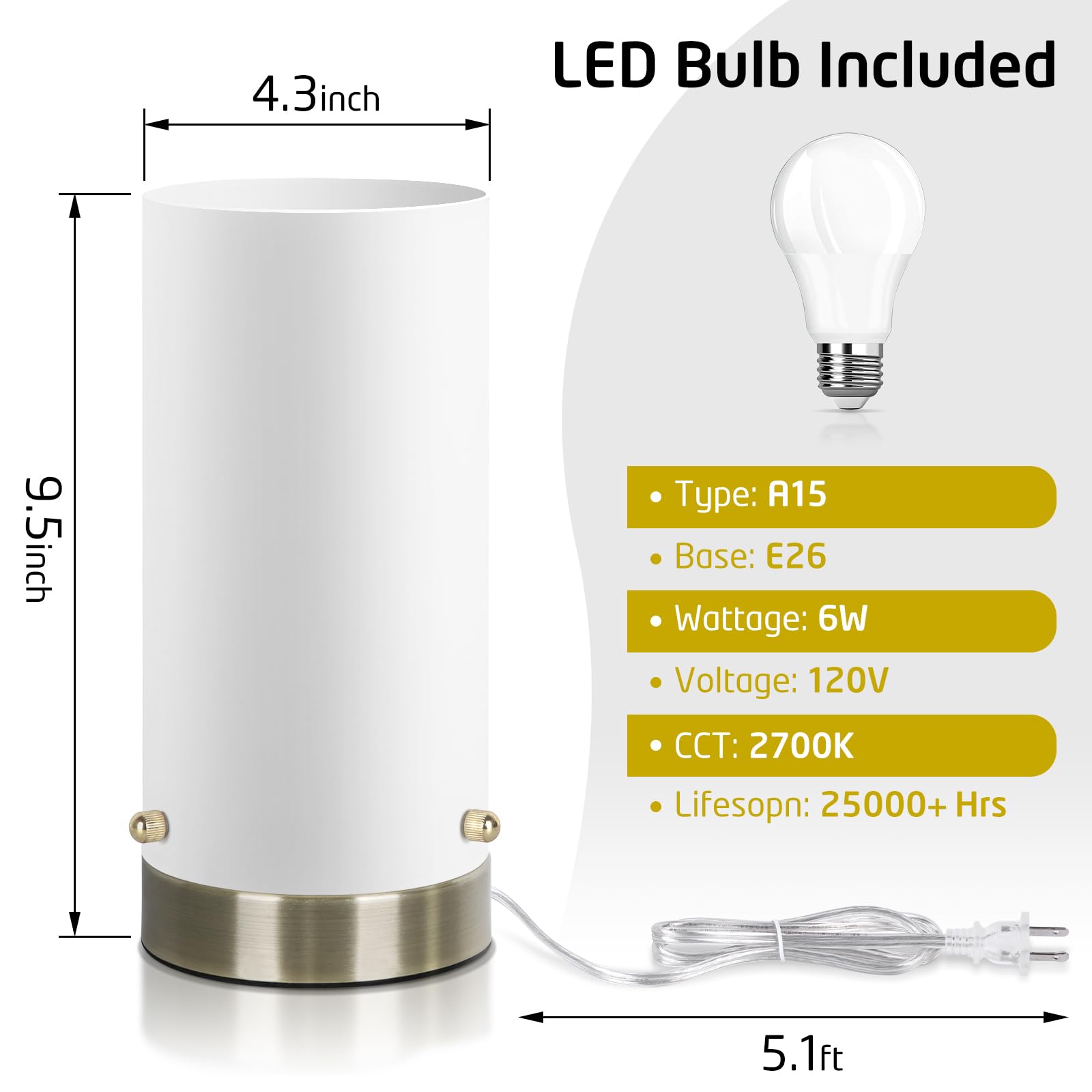 Bedside Touch Control Table Lamp For Bedroom 3 Way Dimmable Nightstand Lamp With Round Glass Shade For Living Room Kids Room Dor